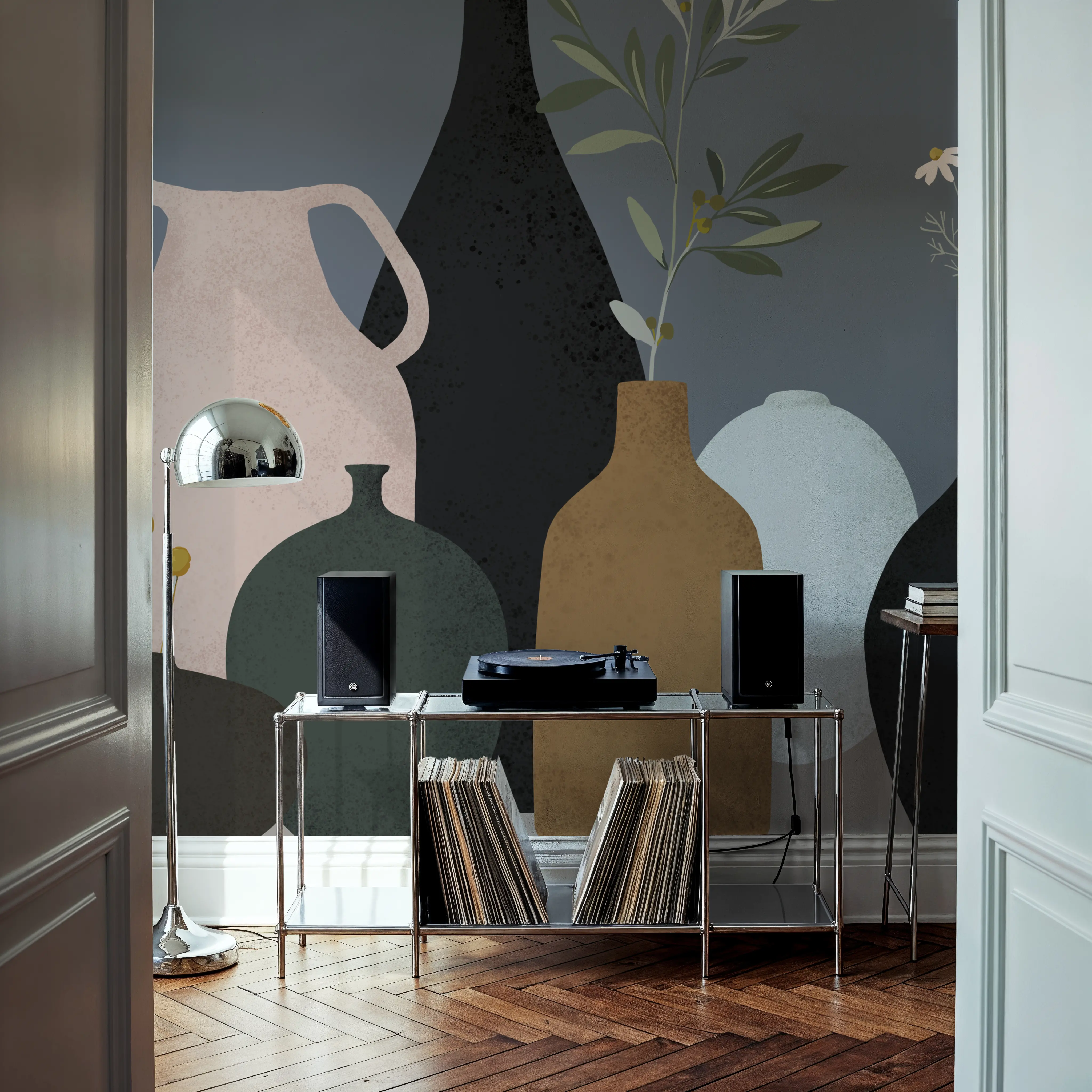 Wall Mural - Simple Vessels I - Contemporary Graphics mural wallpaper - Gray - Offices - Wallism UK - Peel & Stick or Paste-the-Wall