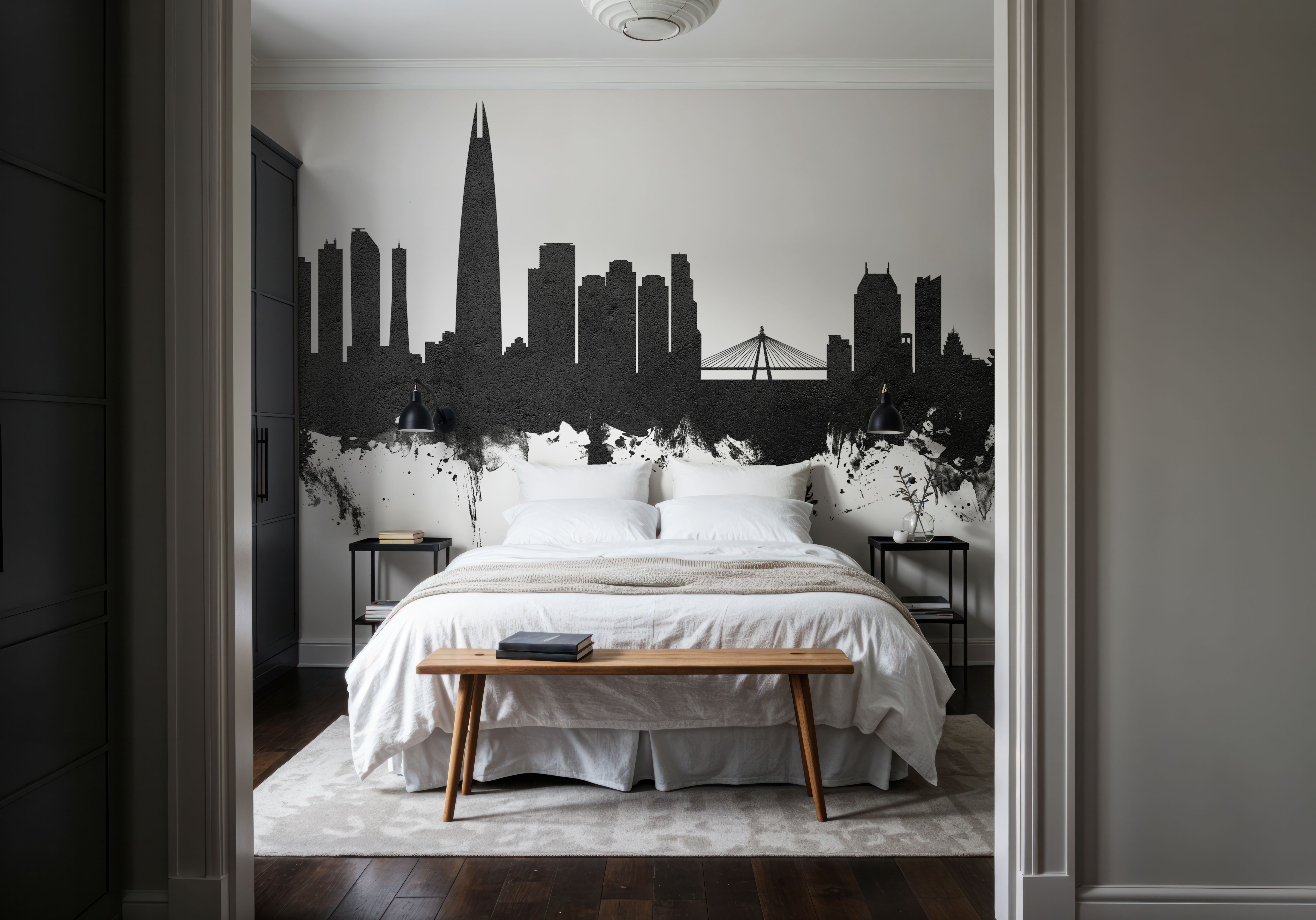 Seoul Skyline Black & White