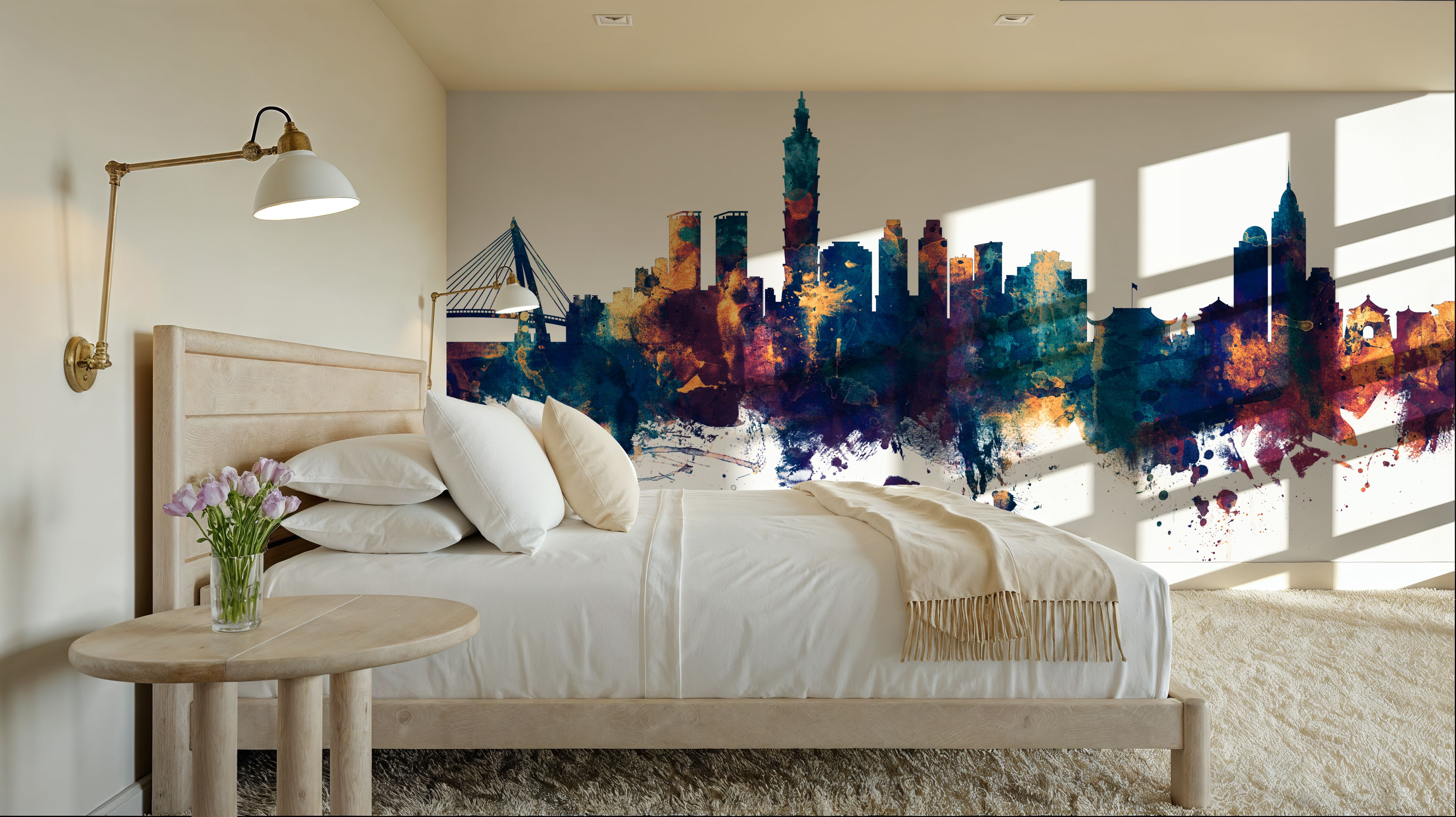 Taipei Taiwan Skyline Blue & Bronze