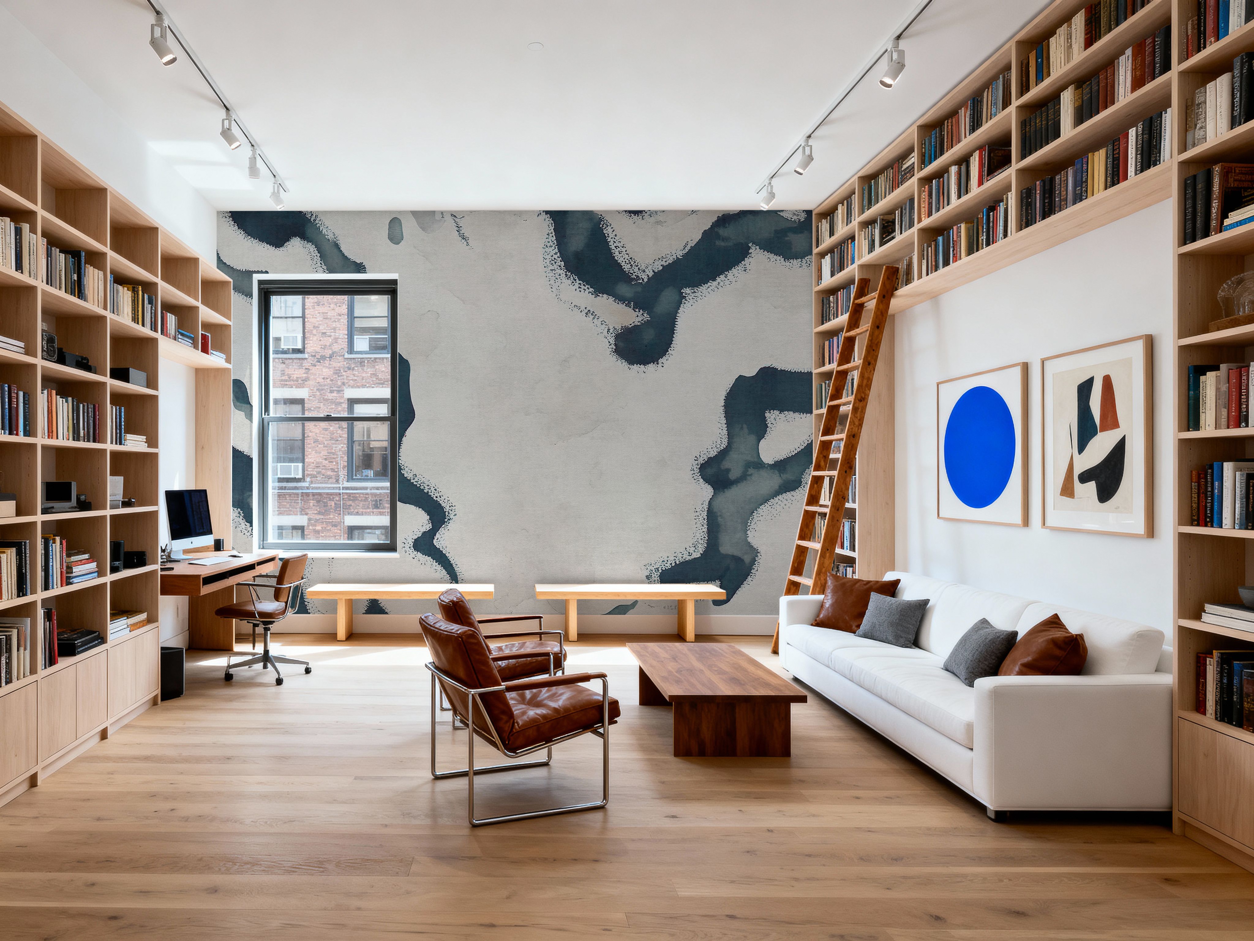 Abstract River Marks, Dark Teal