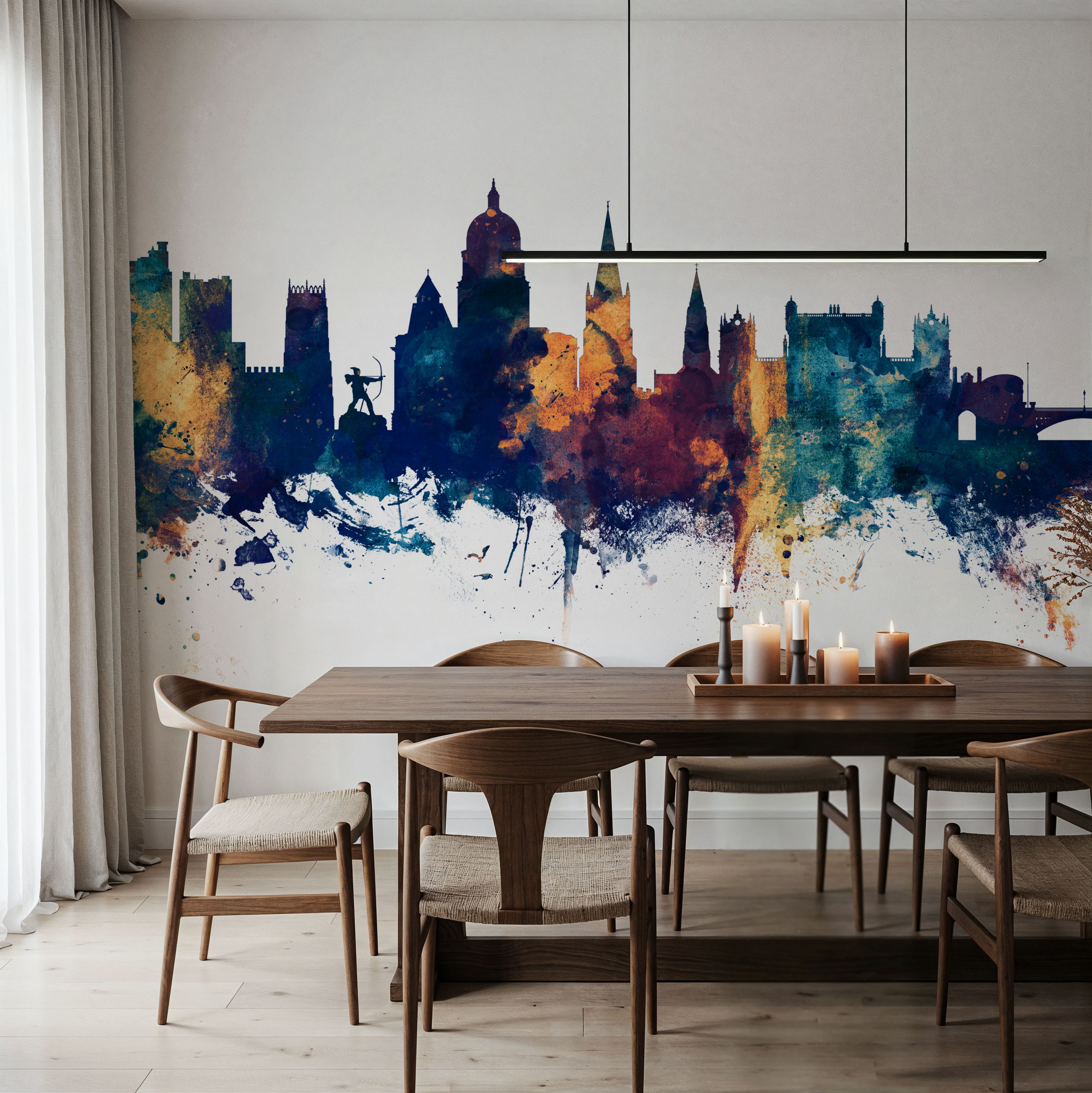 Nottingham England Skyline Blue & Bronze