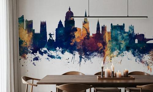 Nottingham England Skyline Blue & Bronze