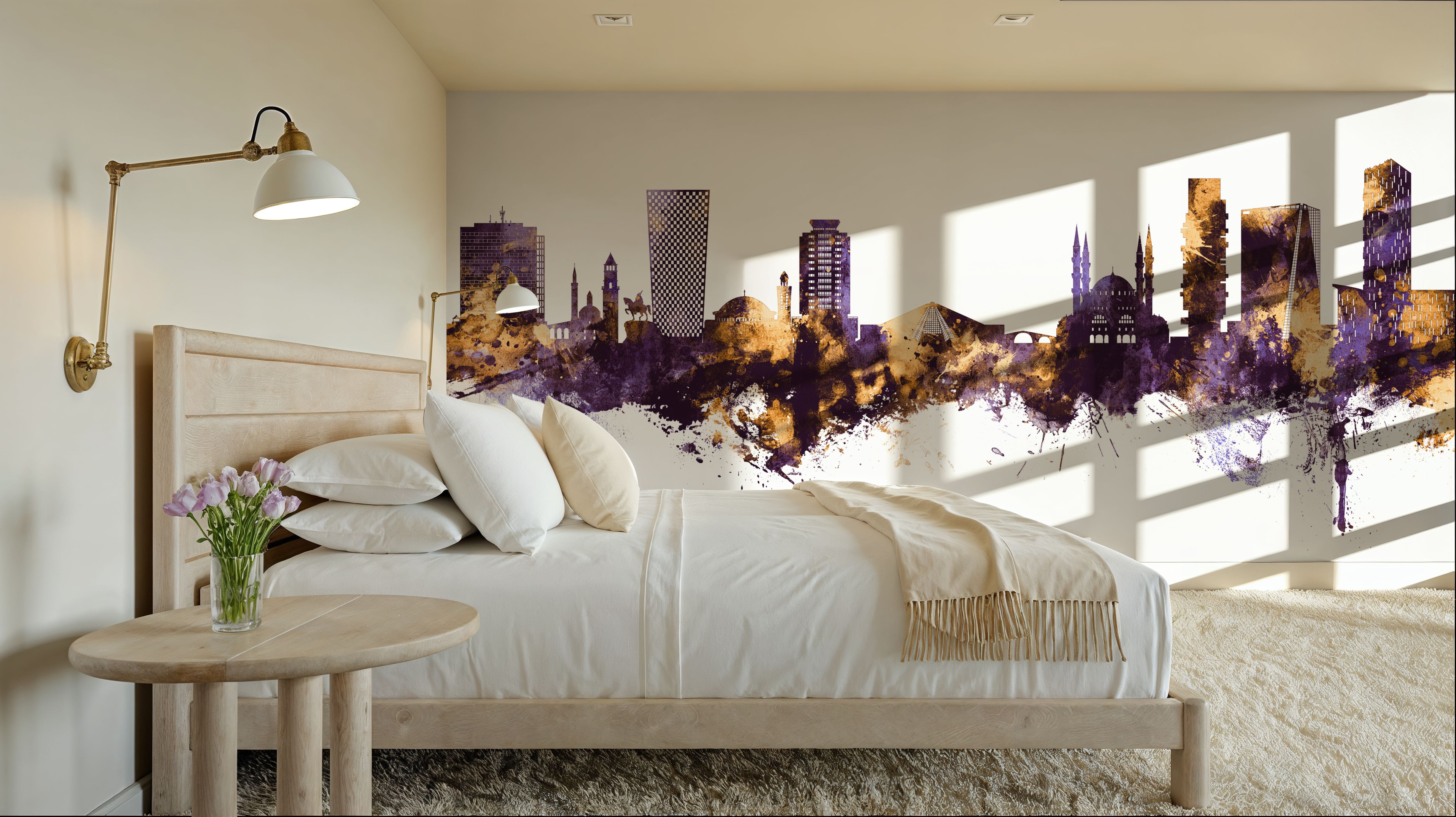 Tirana Skyline Purple & Gold