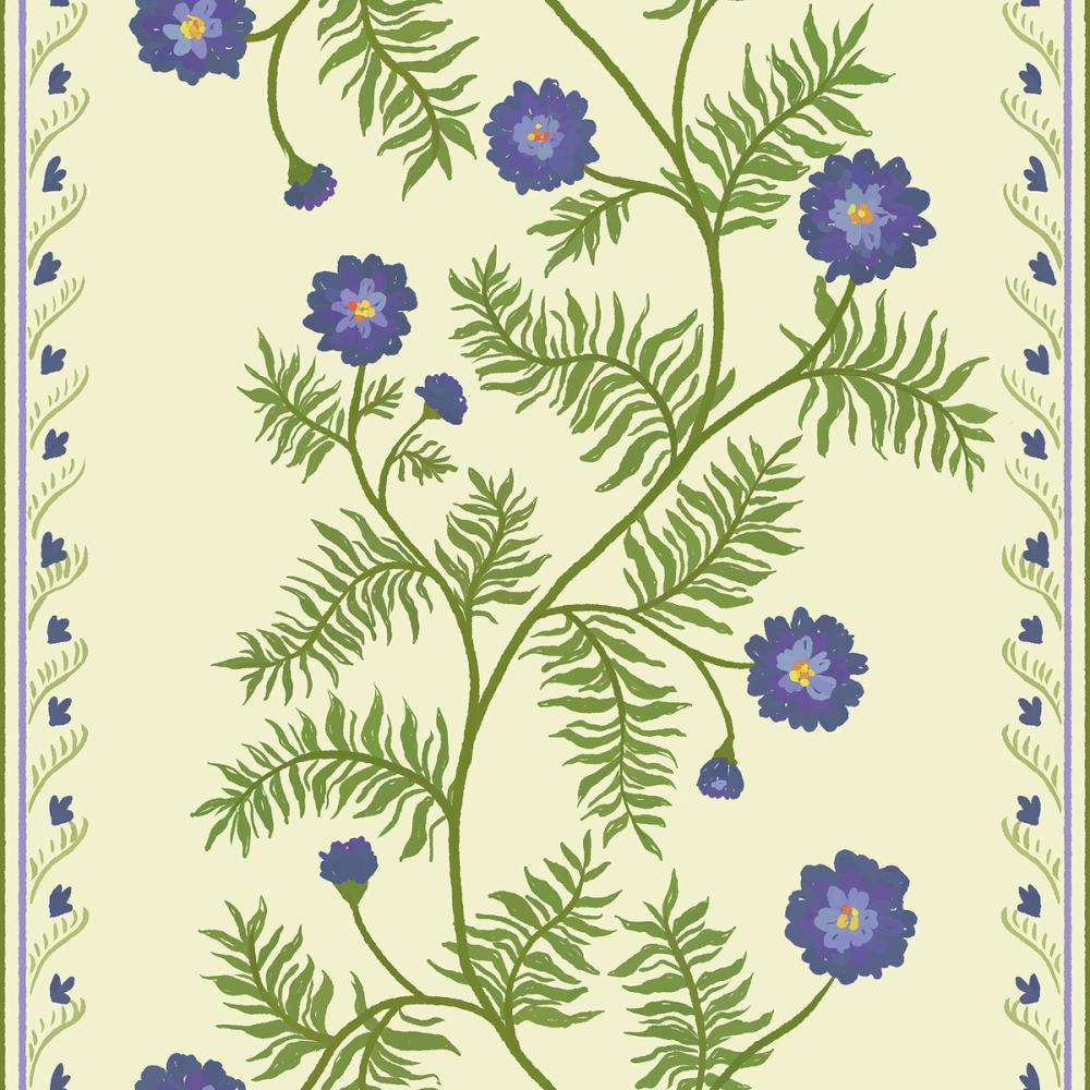 Marigold Stripes, Blue on Cream