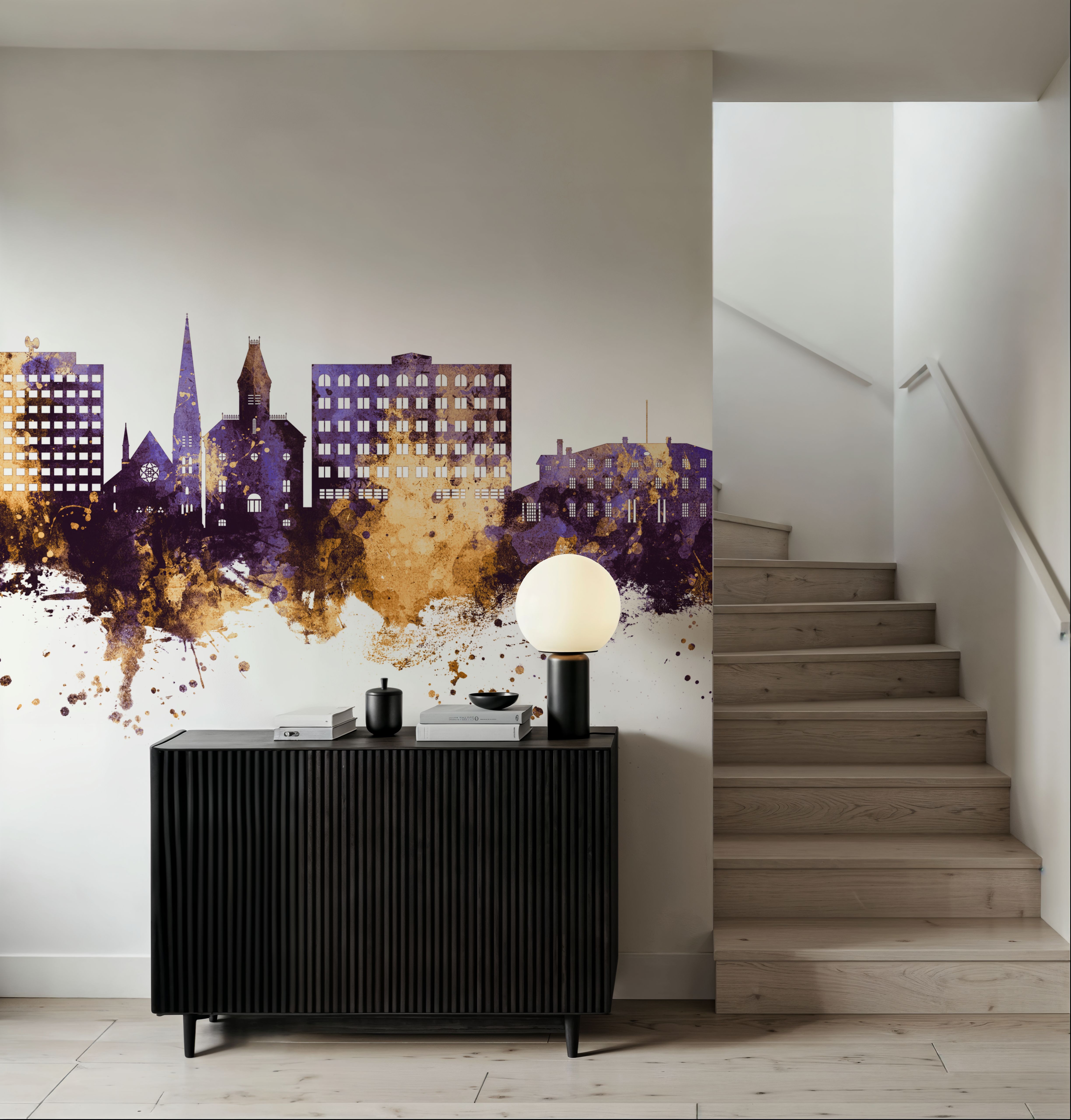 Fredericton Canada Skyline Purple & Gold