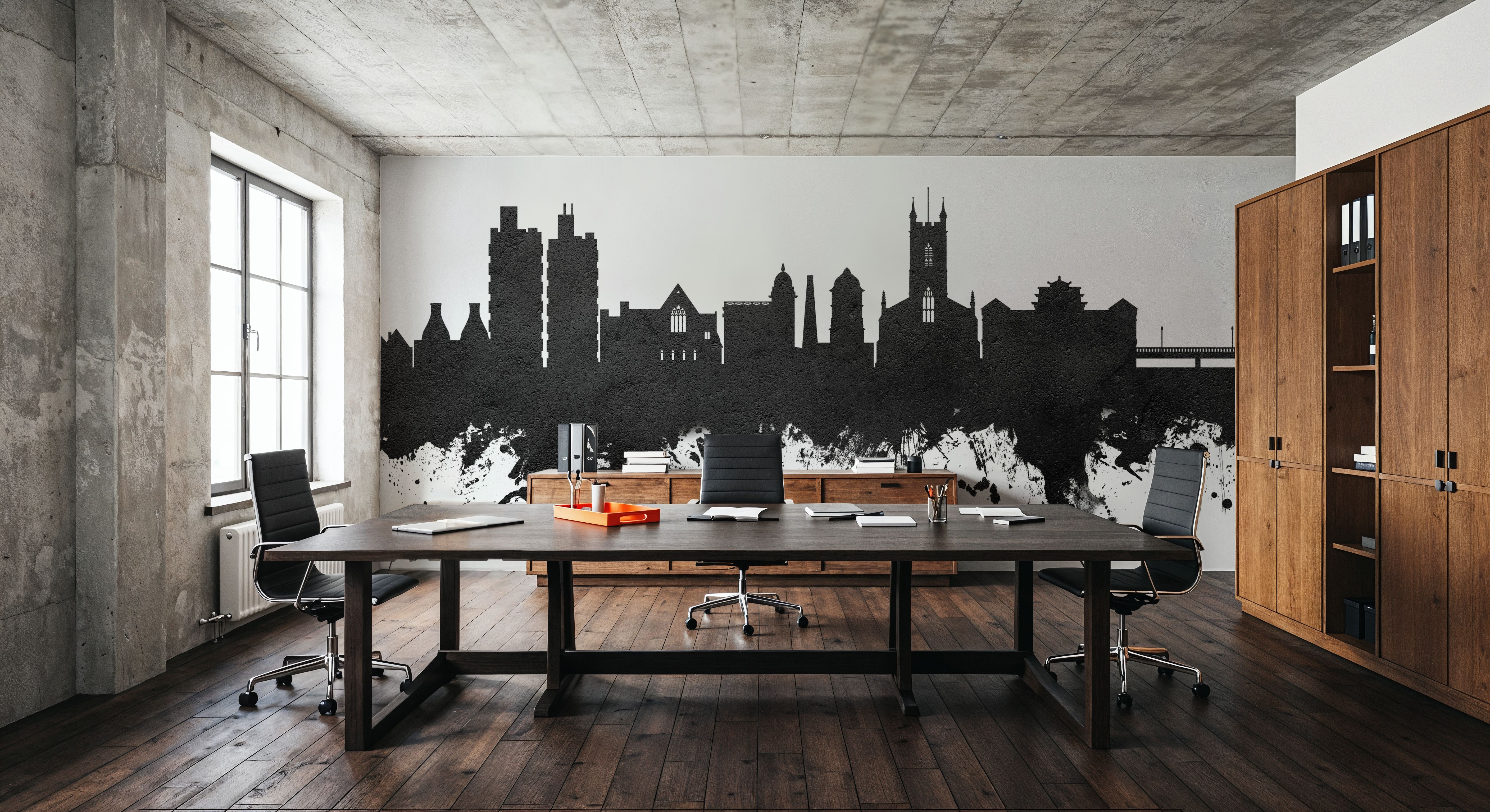 Stoke-on-Trent Skyline Black & White, Wallpaper