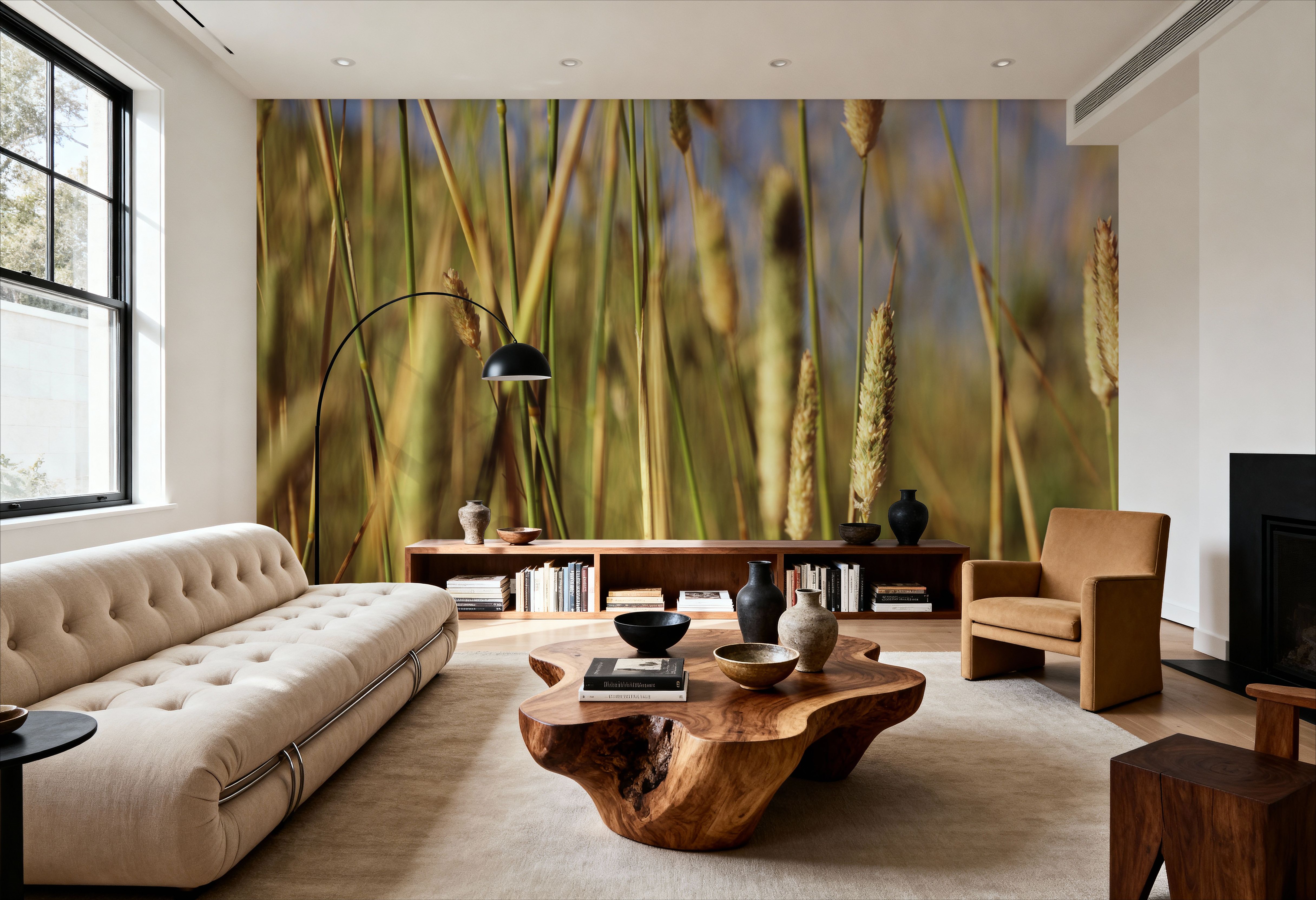 Wall Mural - Golden Meadow - Foliage Nature mural wallpaper - Green - Living room - Wallism UK - Premium, Textured or Peel & Stick