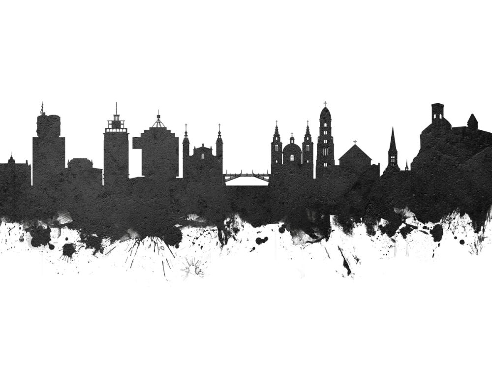 Ljubljana Slovenia Skyline Black & White