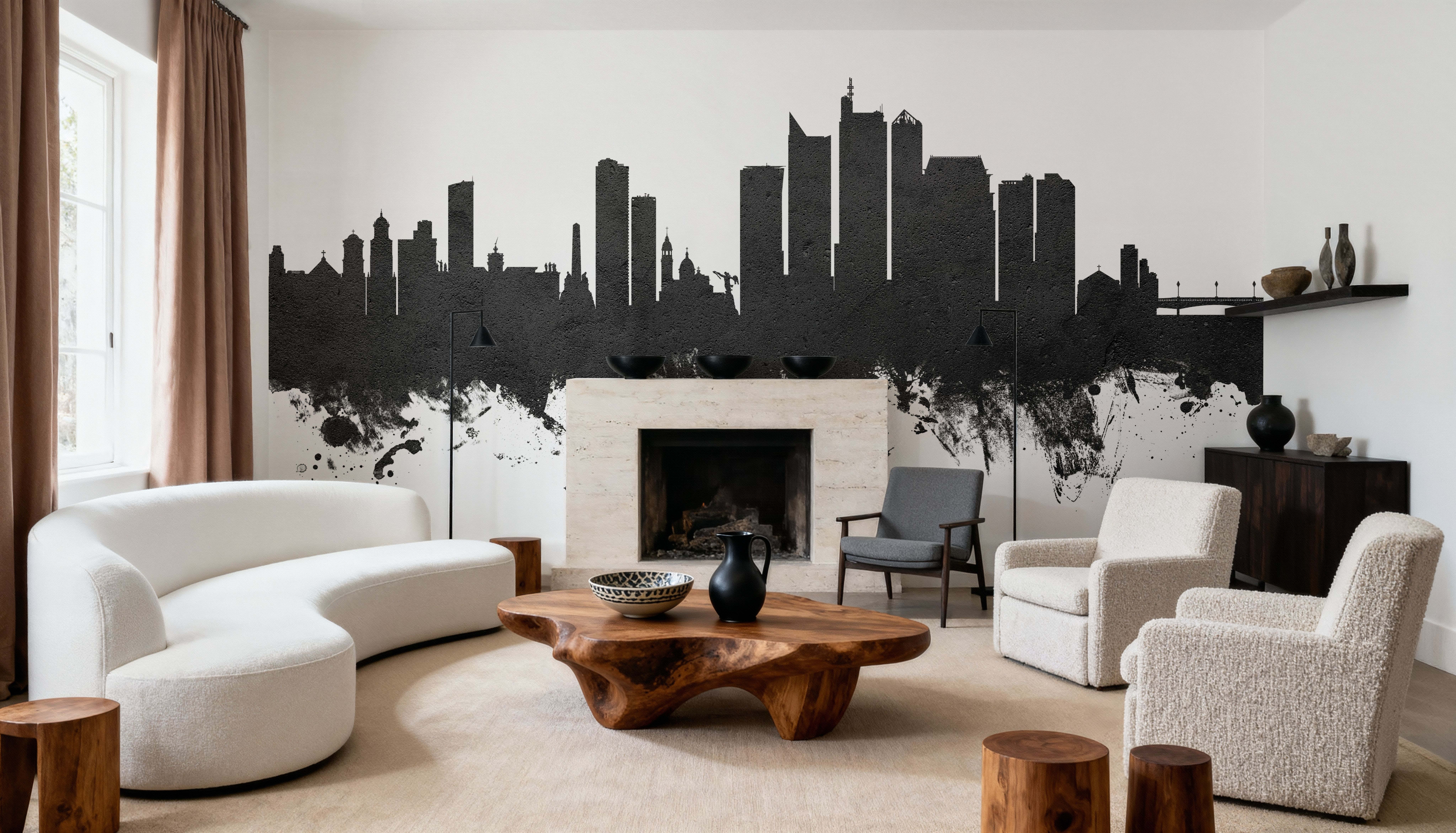 Manila Philippines Skyline Black & White