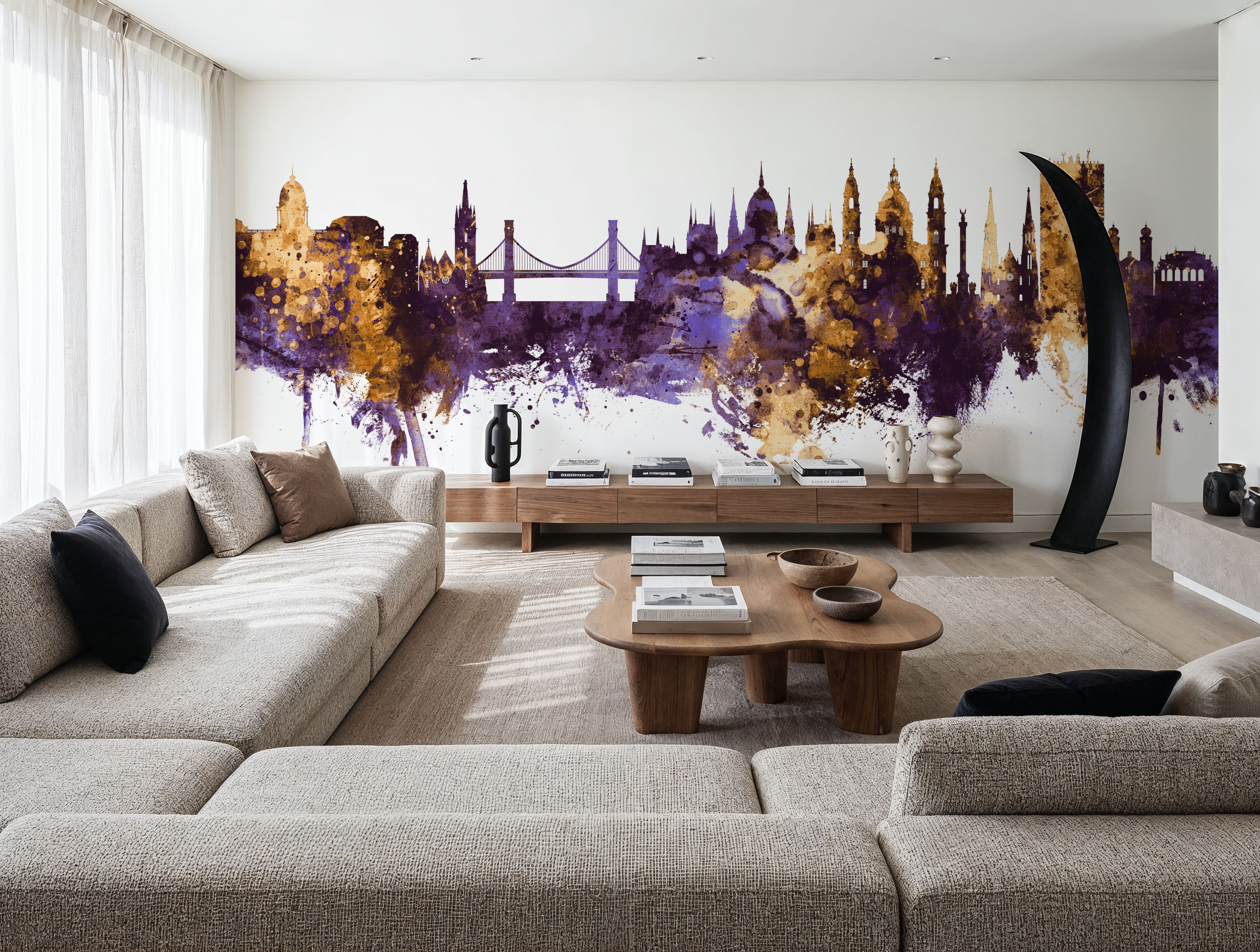 Budapest Skyline Purple & Gold