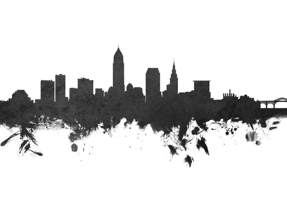 Cleveland Ohio Skyline Black & White