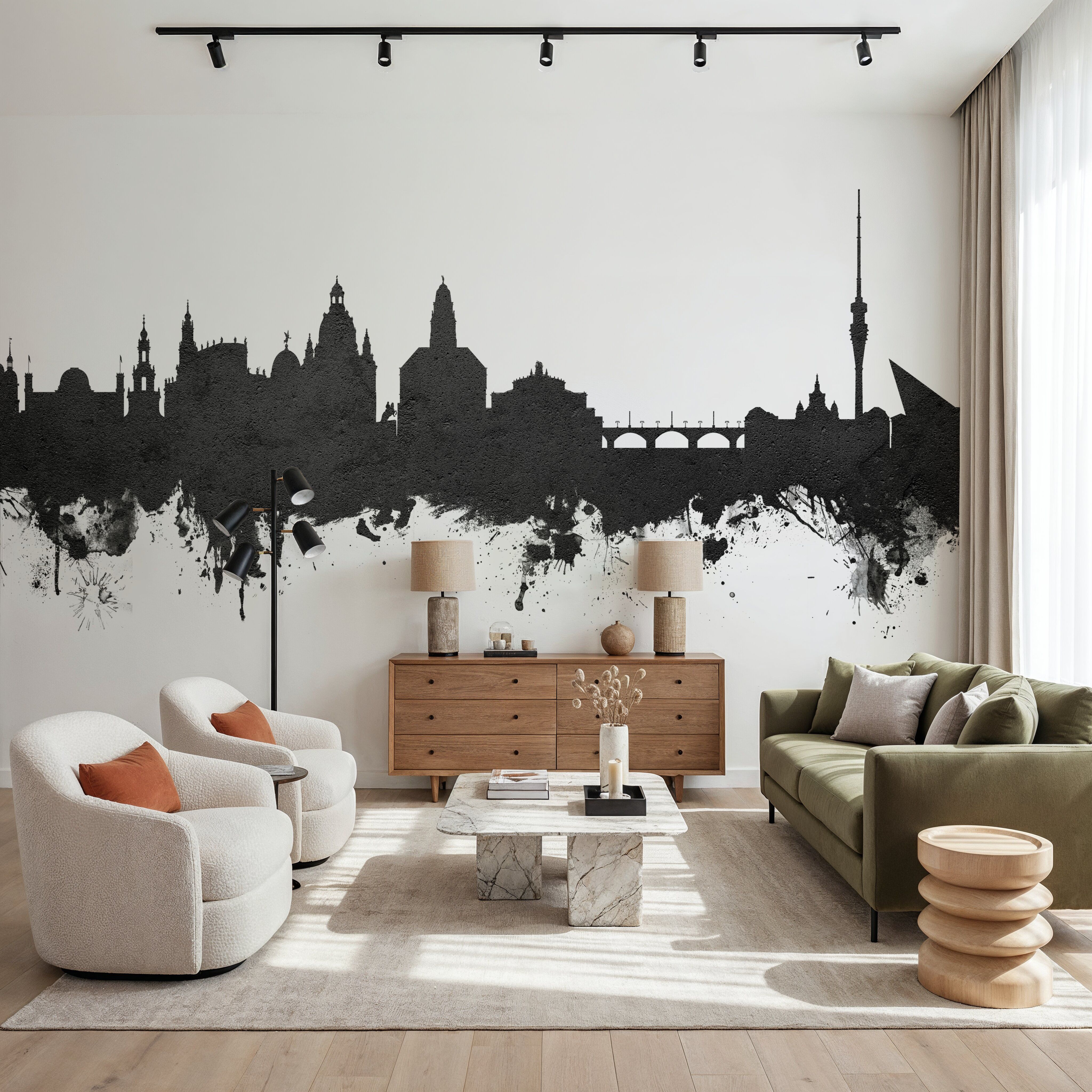 Dresden Germany Skyline Black & White