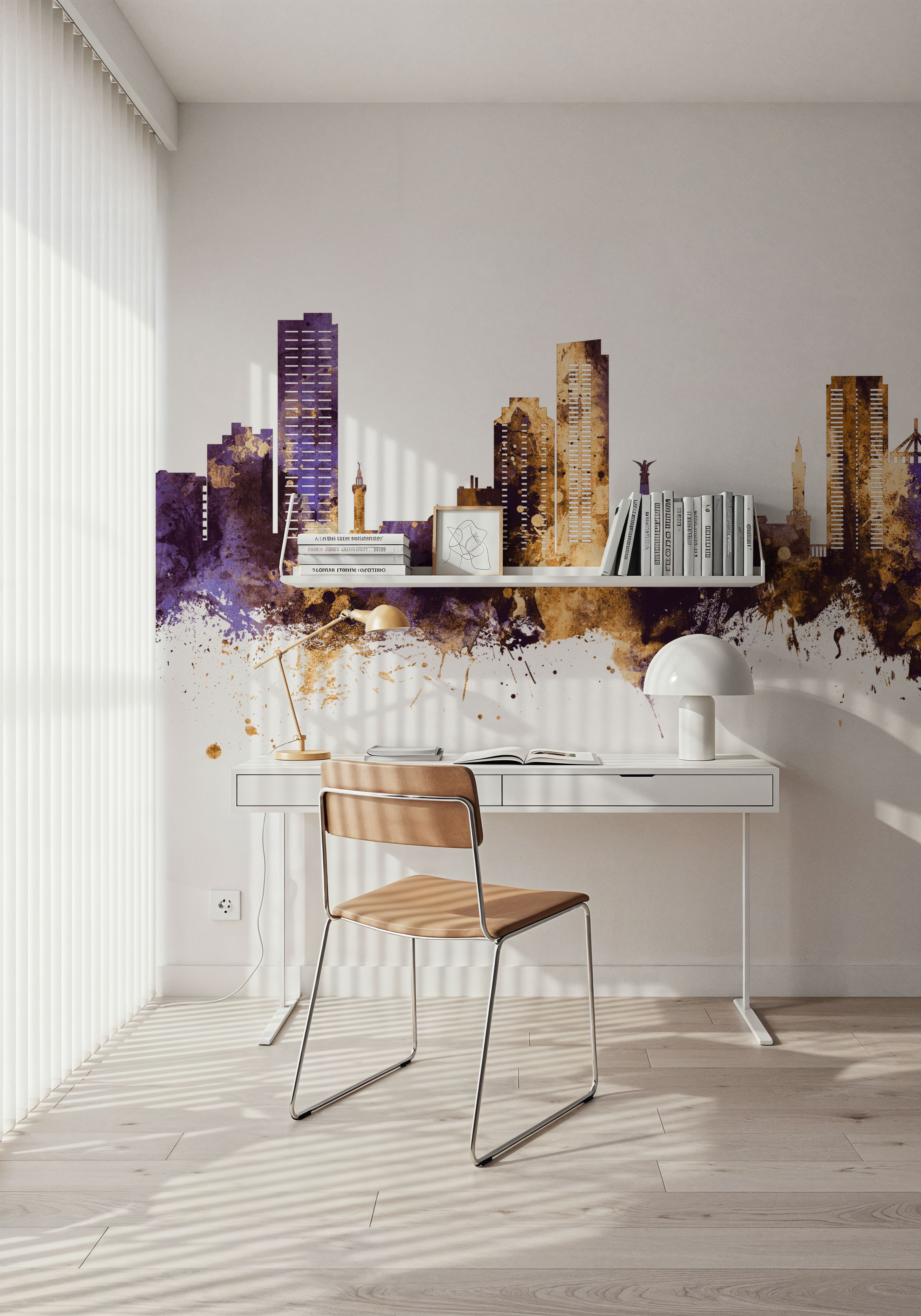 Umm Al Quwain Skyline Purple & Gold