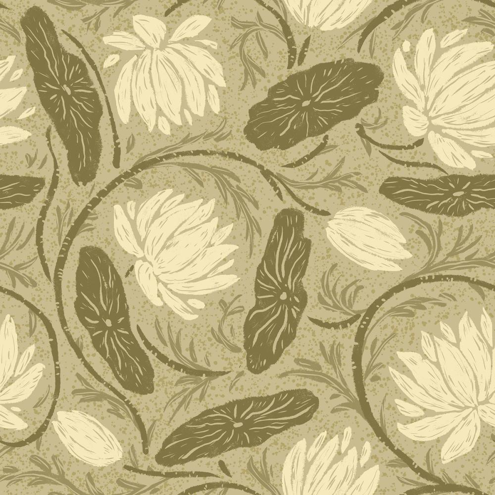 Block Print Lotus, Pistachio