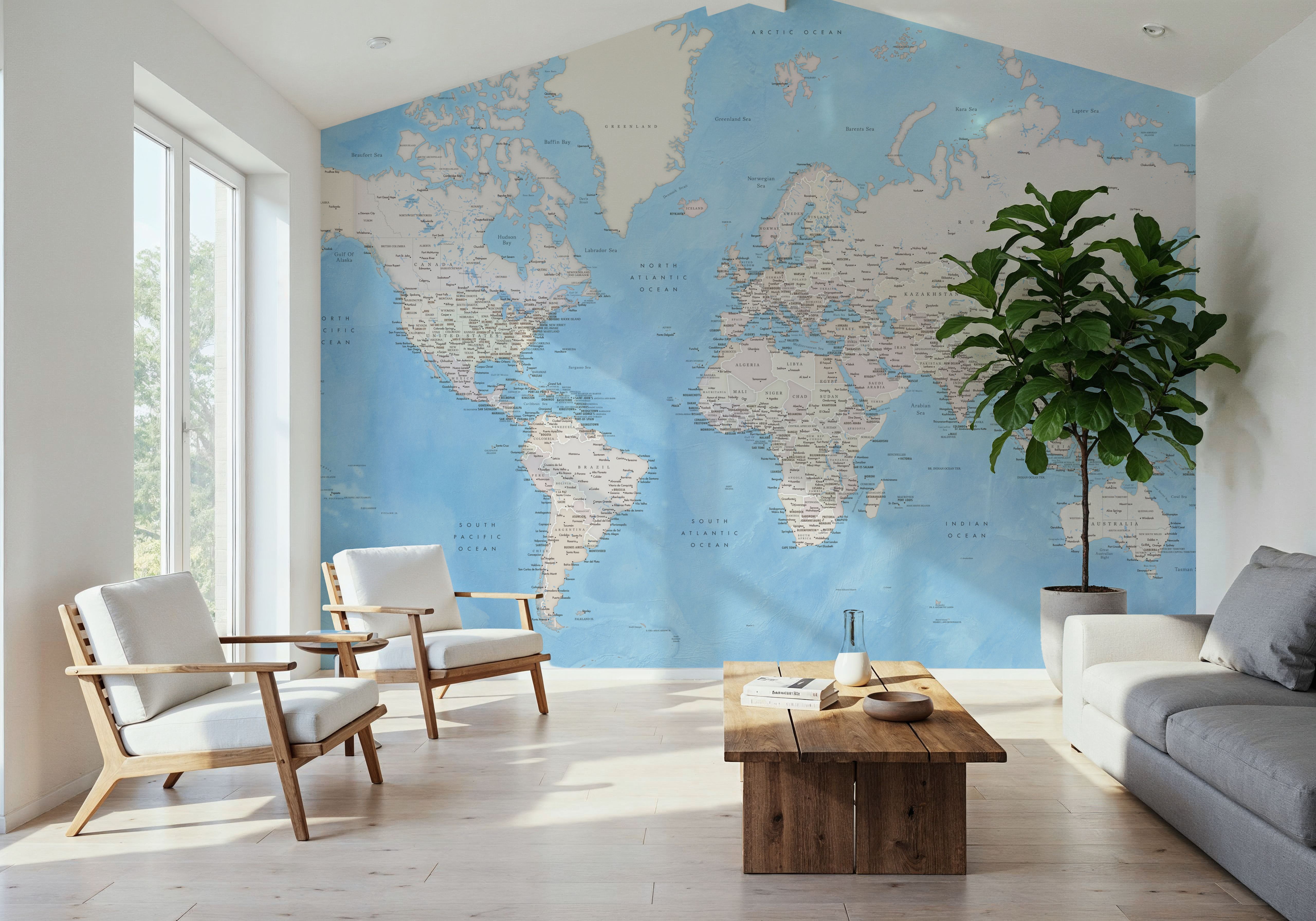 World Map Cities - Benning, Carte da parati