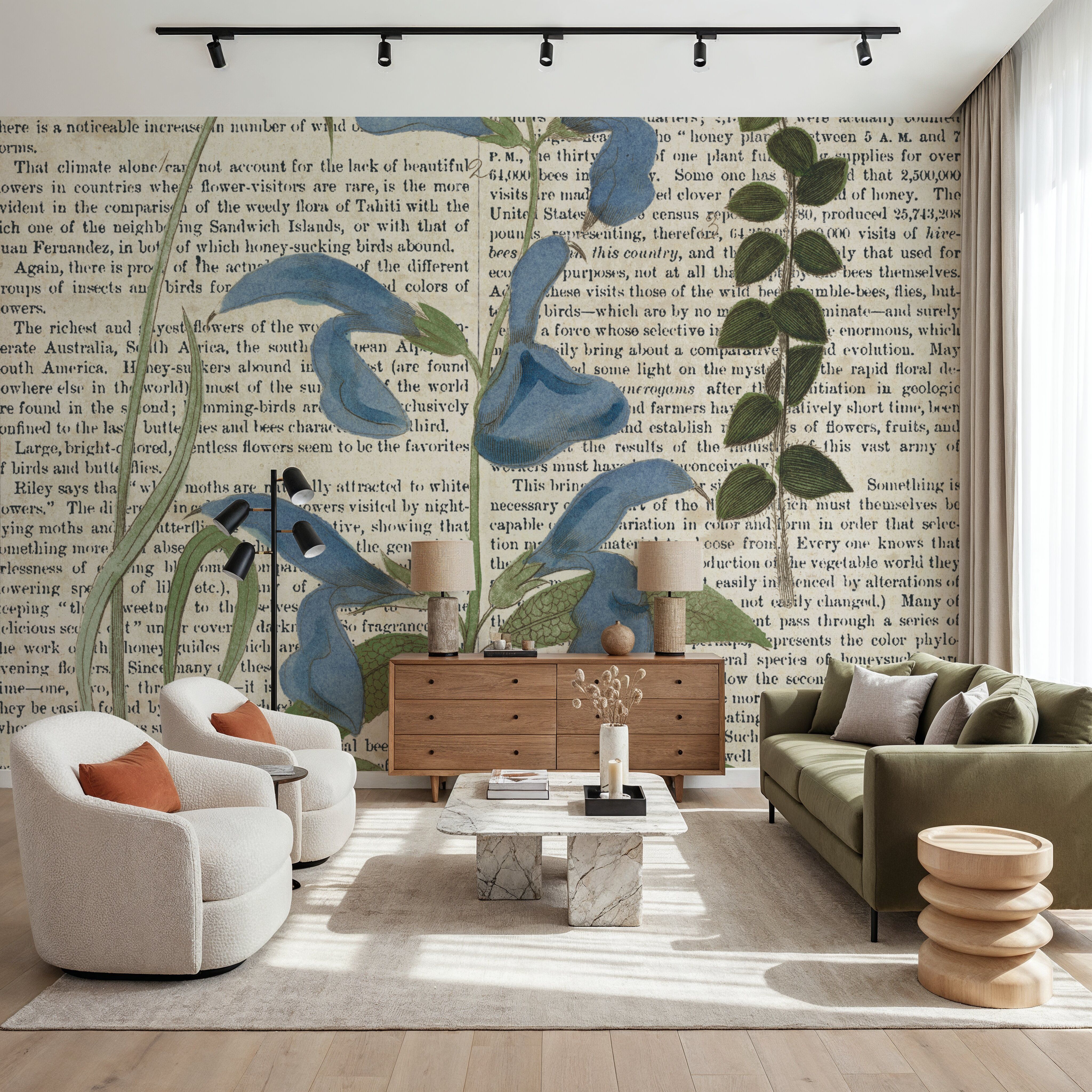 Salvia Florals on Newsprint II