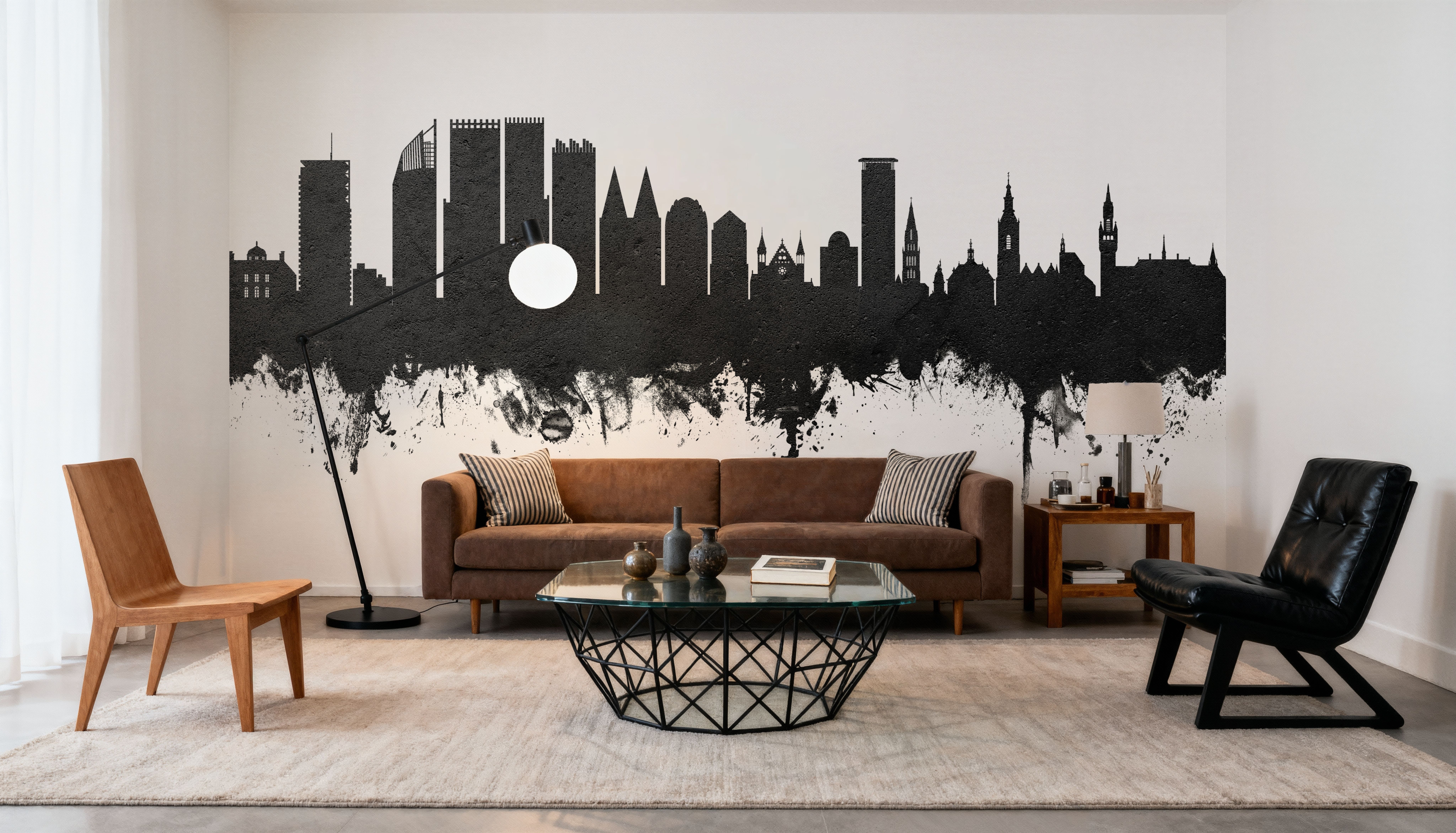 The Hauge Netherlands Skyline Black & White, Wallpaper