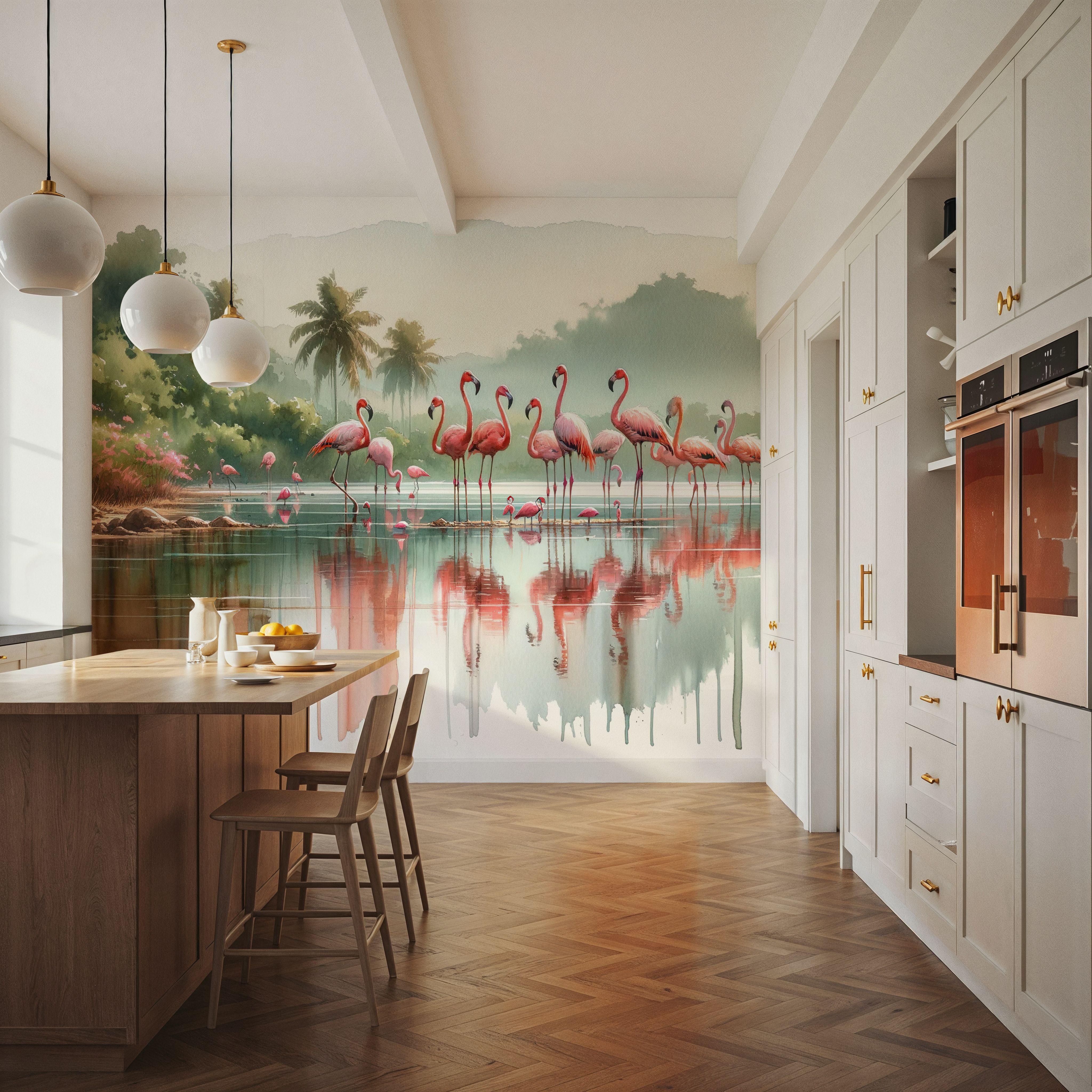 Morning Reflections of Flamingos