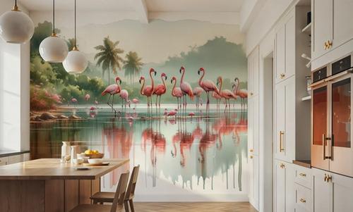 Morning Reflections of Flamingos
