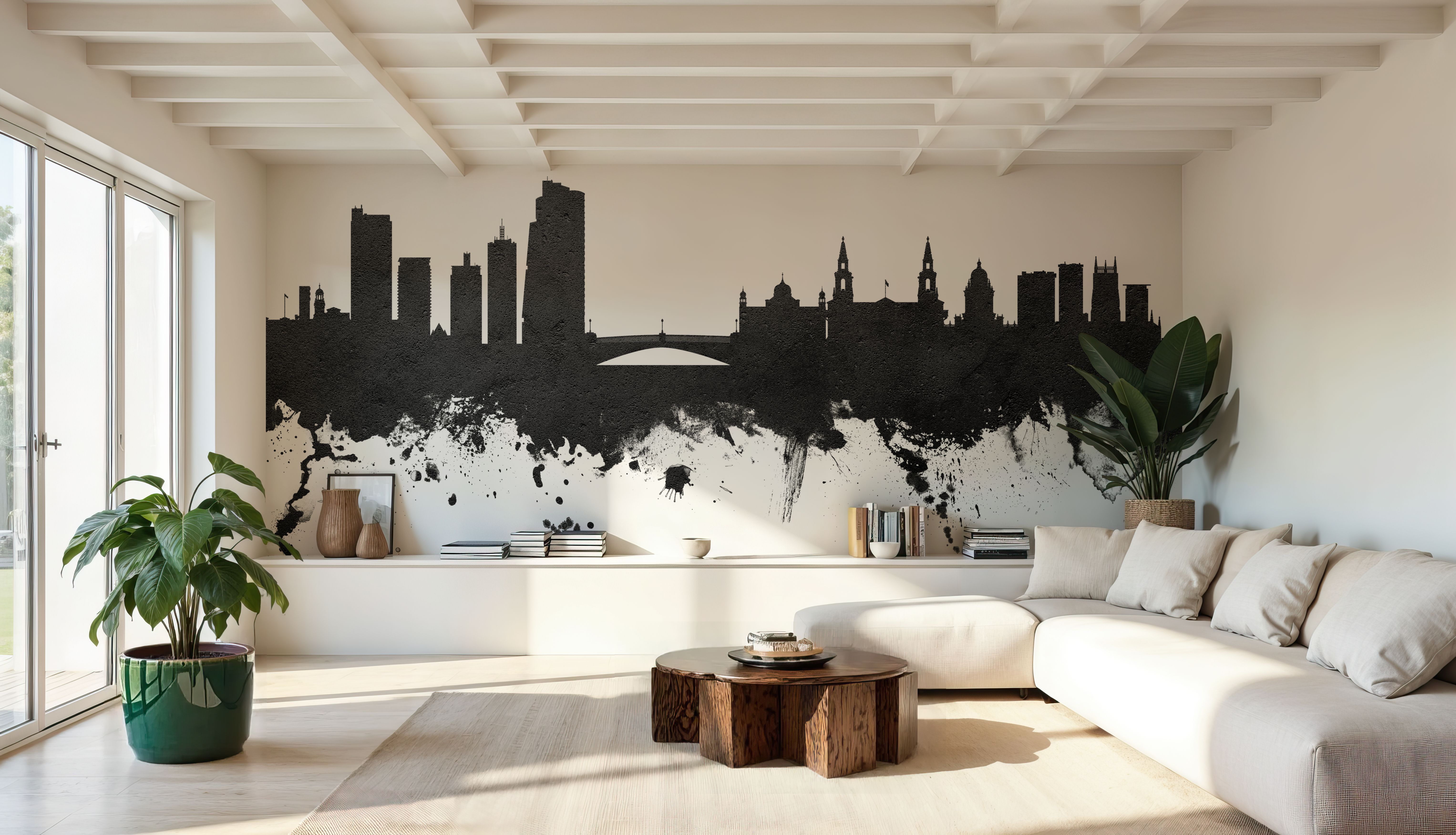 Leeds England Skyline Black & White