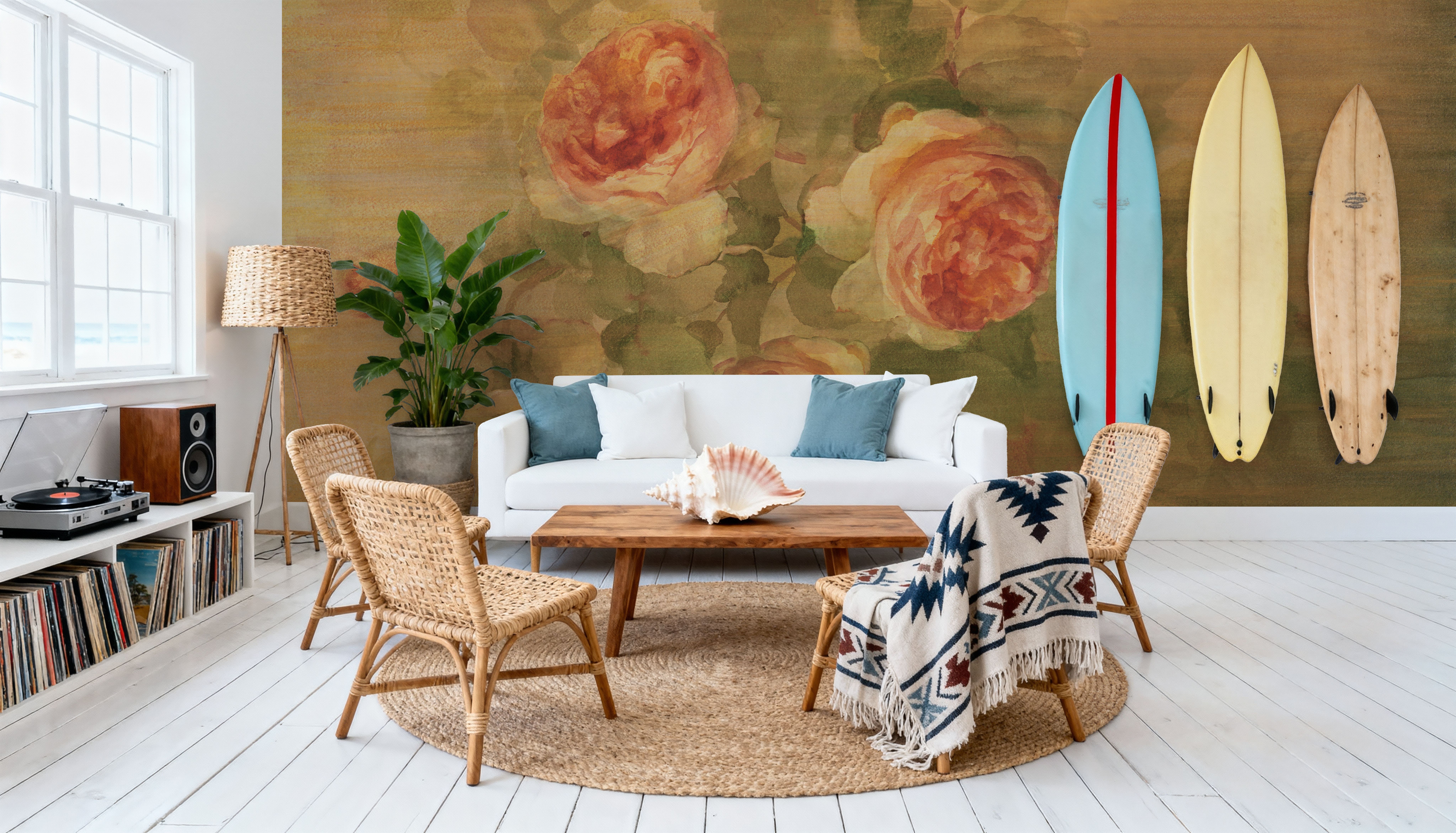 Vintage Roses on Green II