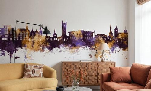Vevey Switzerland Skyline Purple & Gold