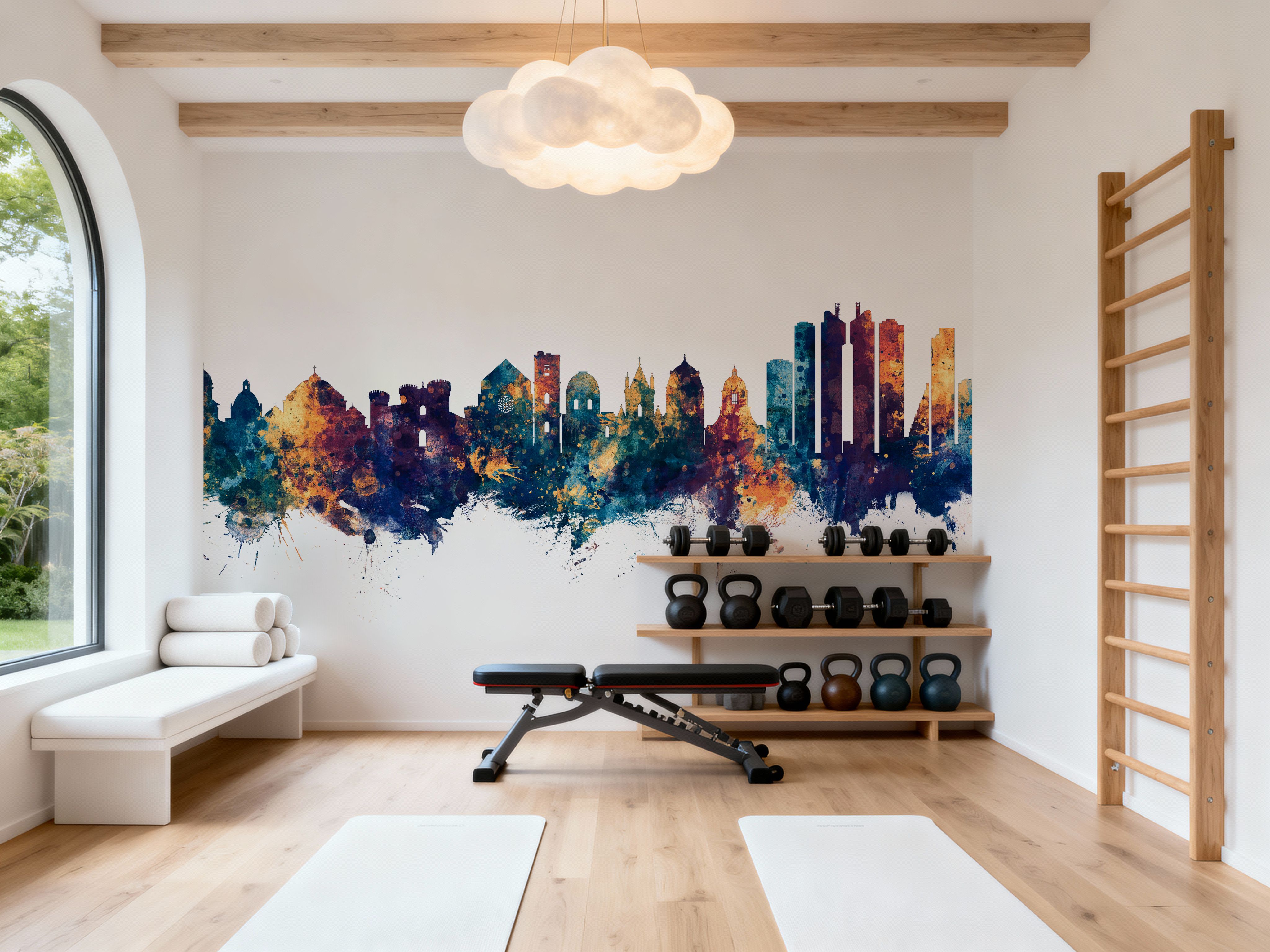 Naples Italy Skyline Blue & Bronze