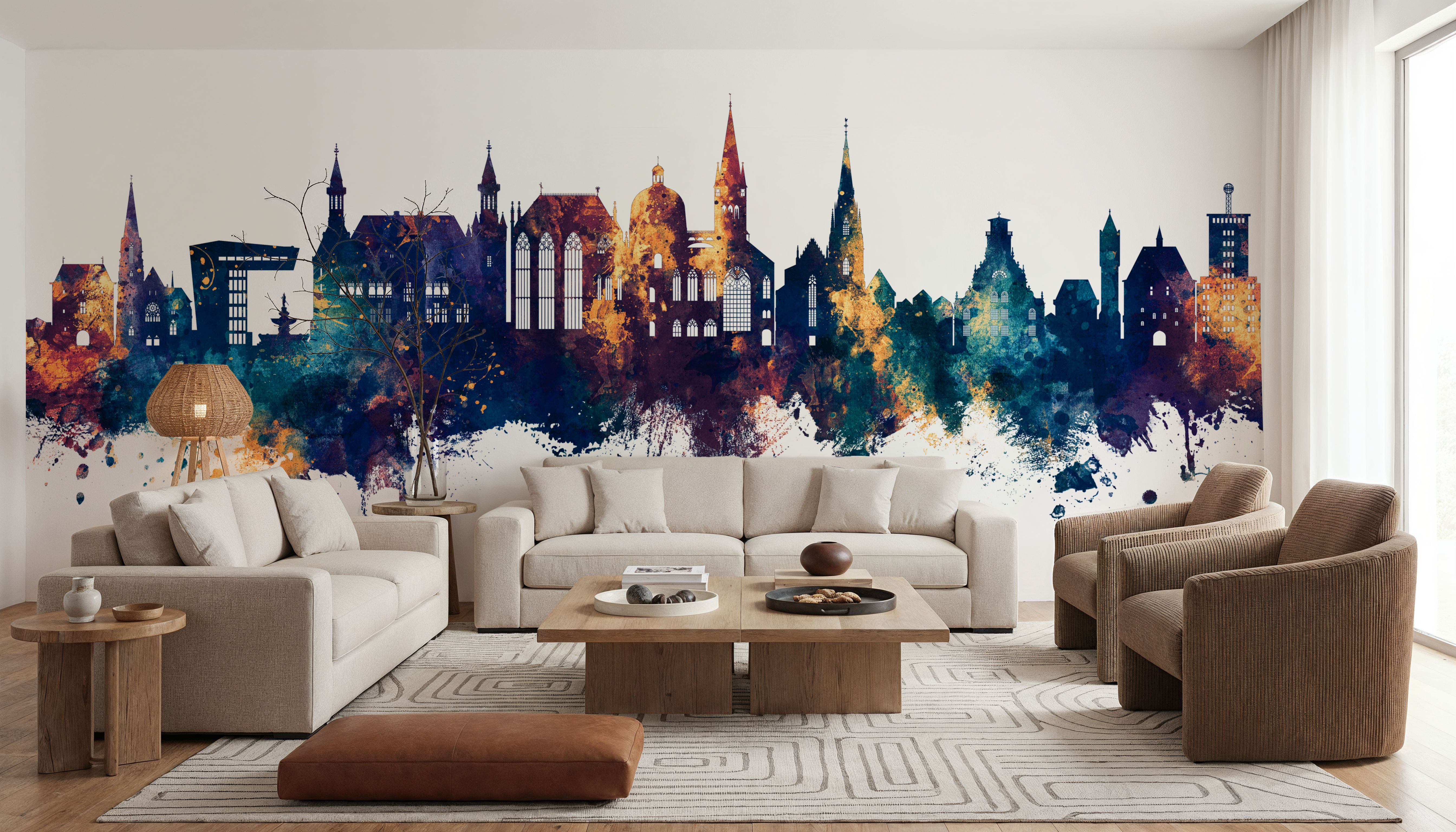 Aachen Germany Skyline Blue & Bronze