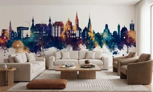 Aachen Germany Skyline Blue & Bronze