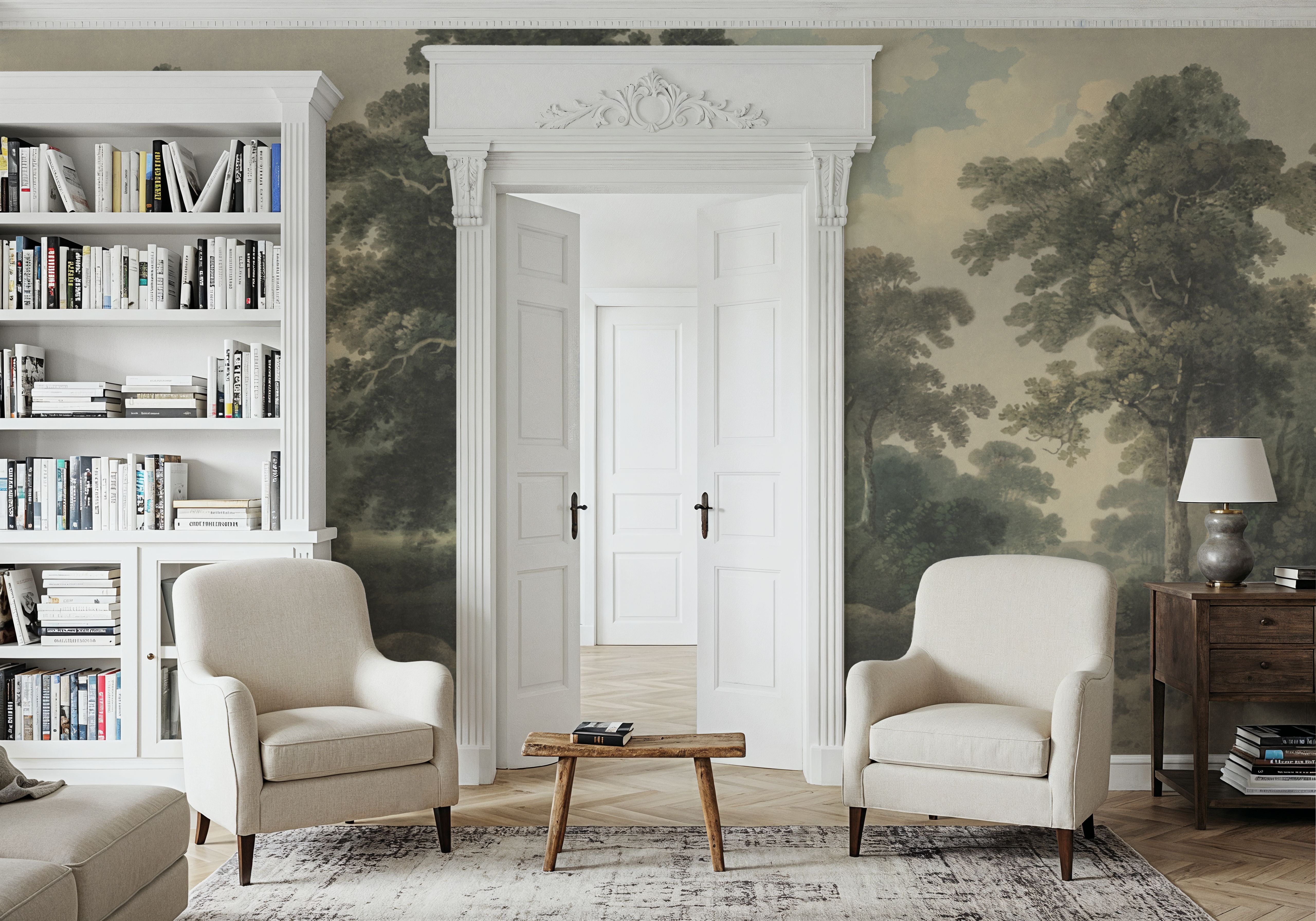 Historic Lands, Vintage Green, Wallpaper