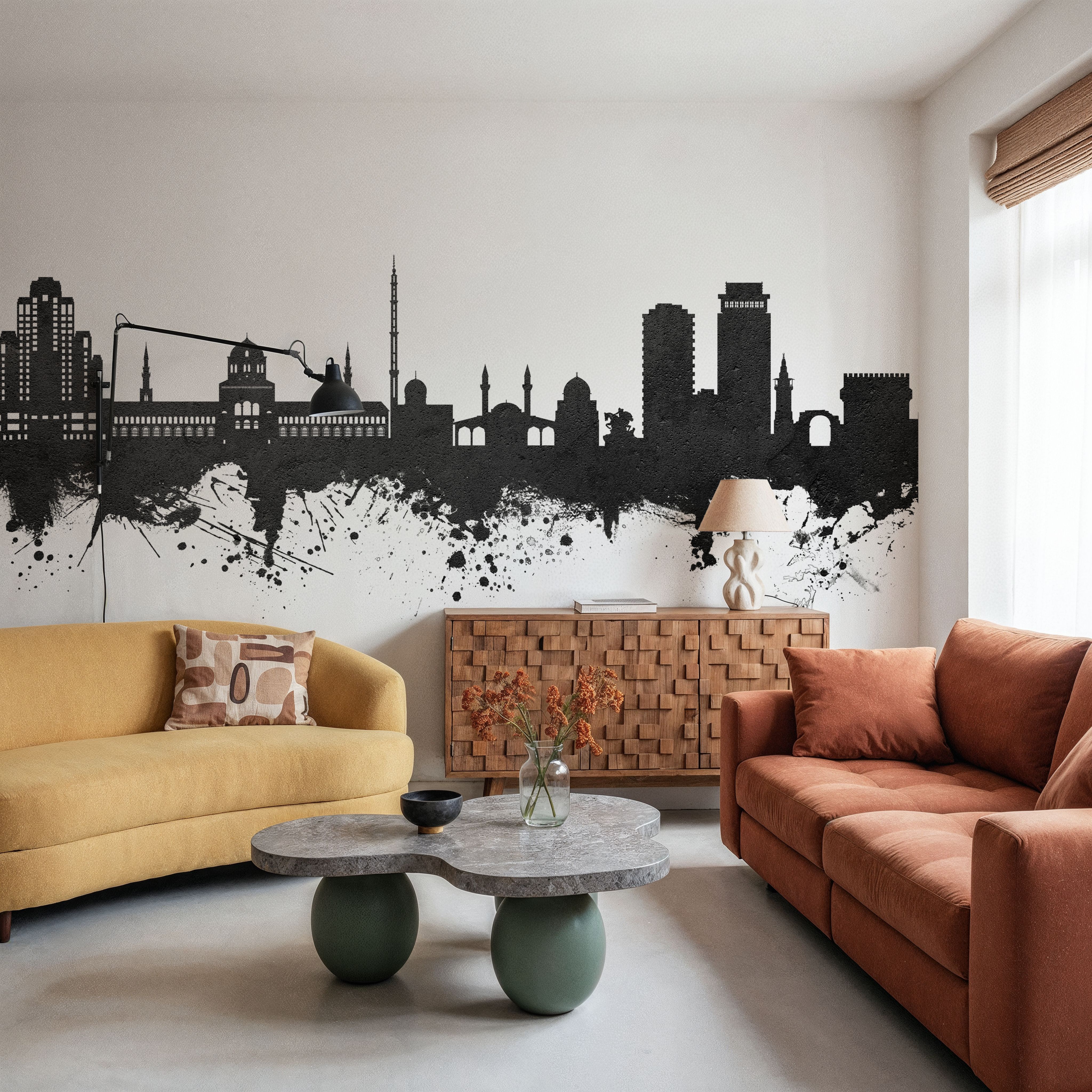 Damascus Syria Skyline Black & White