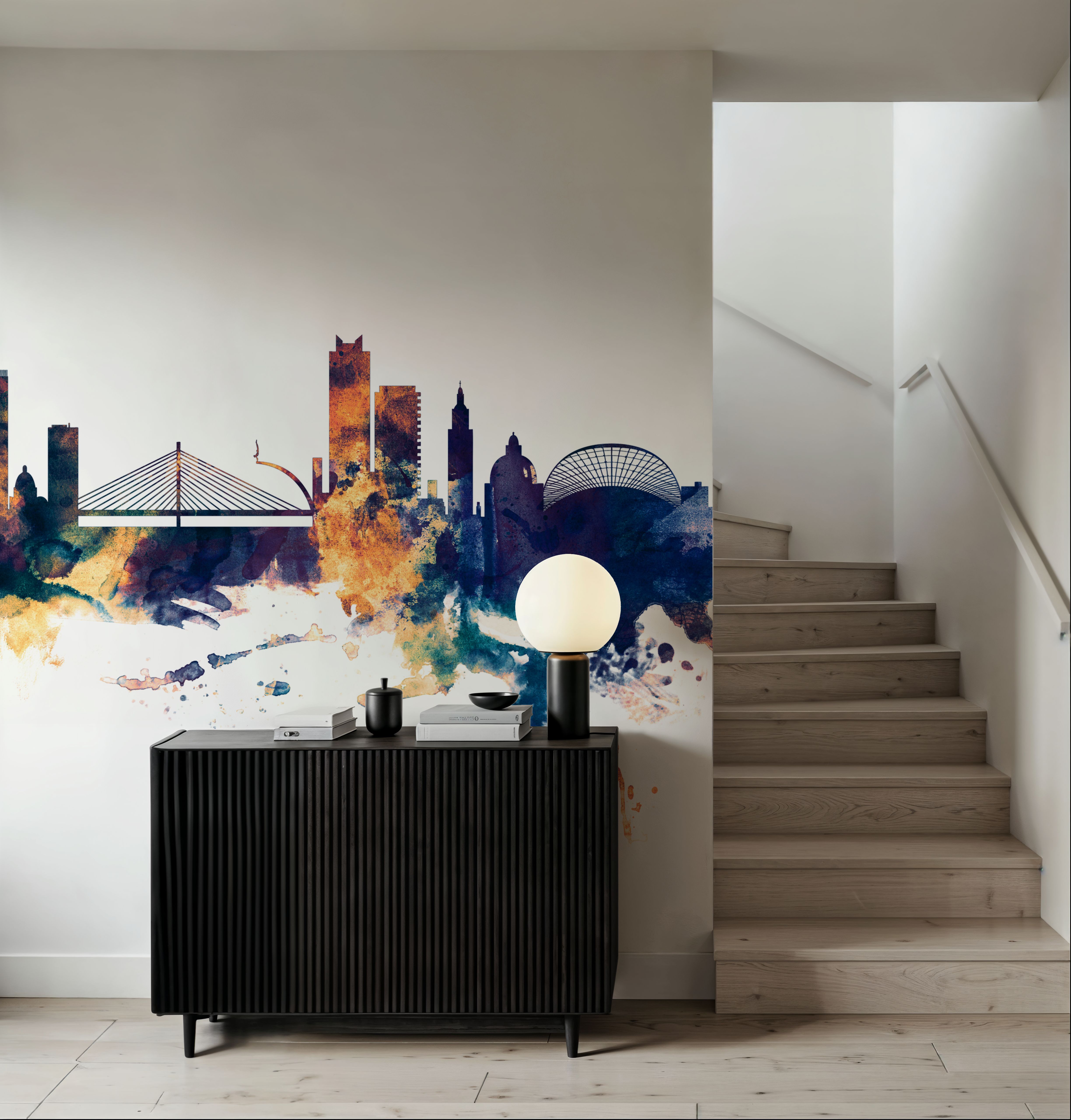 Liege Belgium Skyline Blue & Bronze