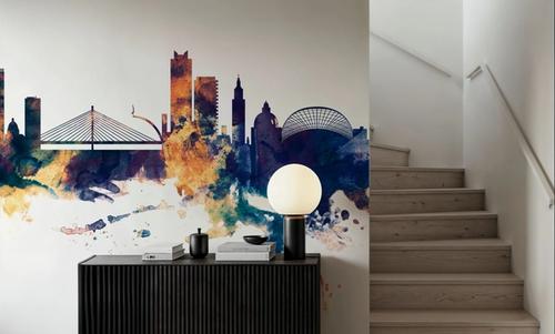 Liege Belgium Skyline Blue & Bronze