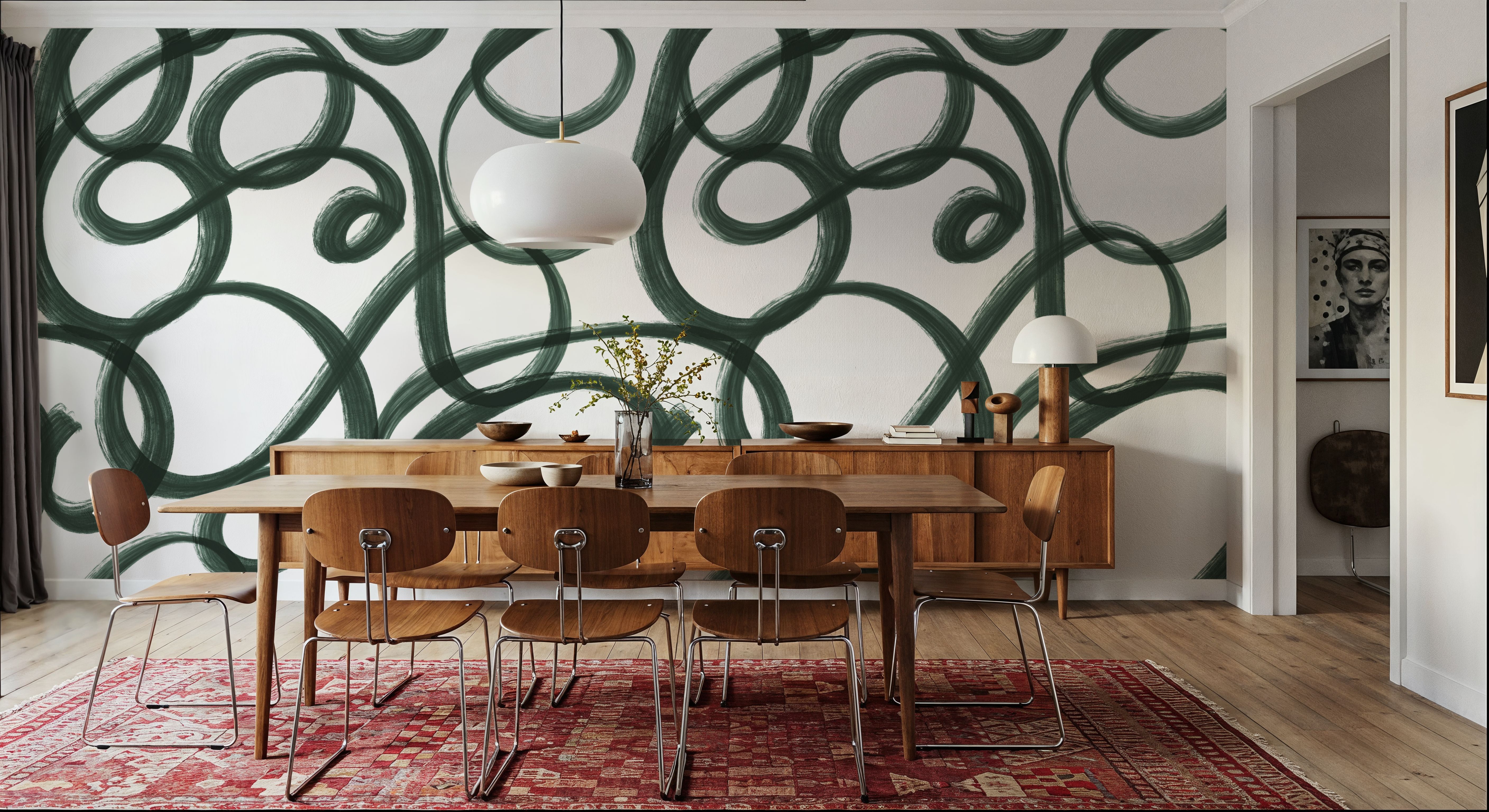 Curly Brush Lines, Salamander Green