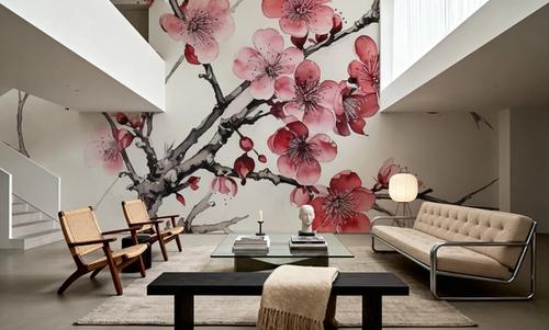 Ink Cherry Blossoms Branches