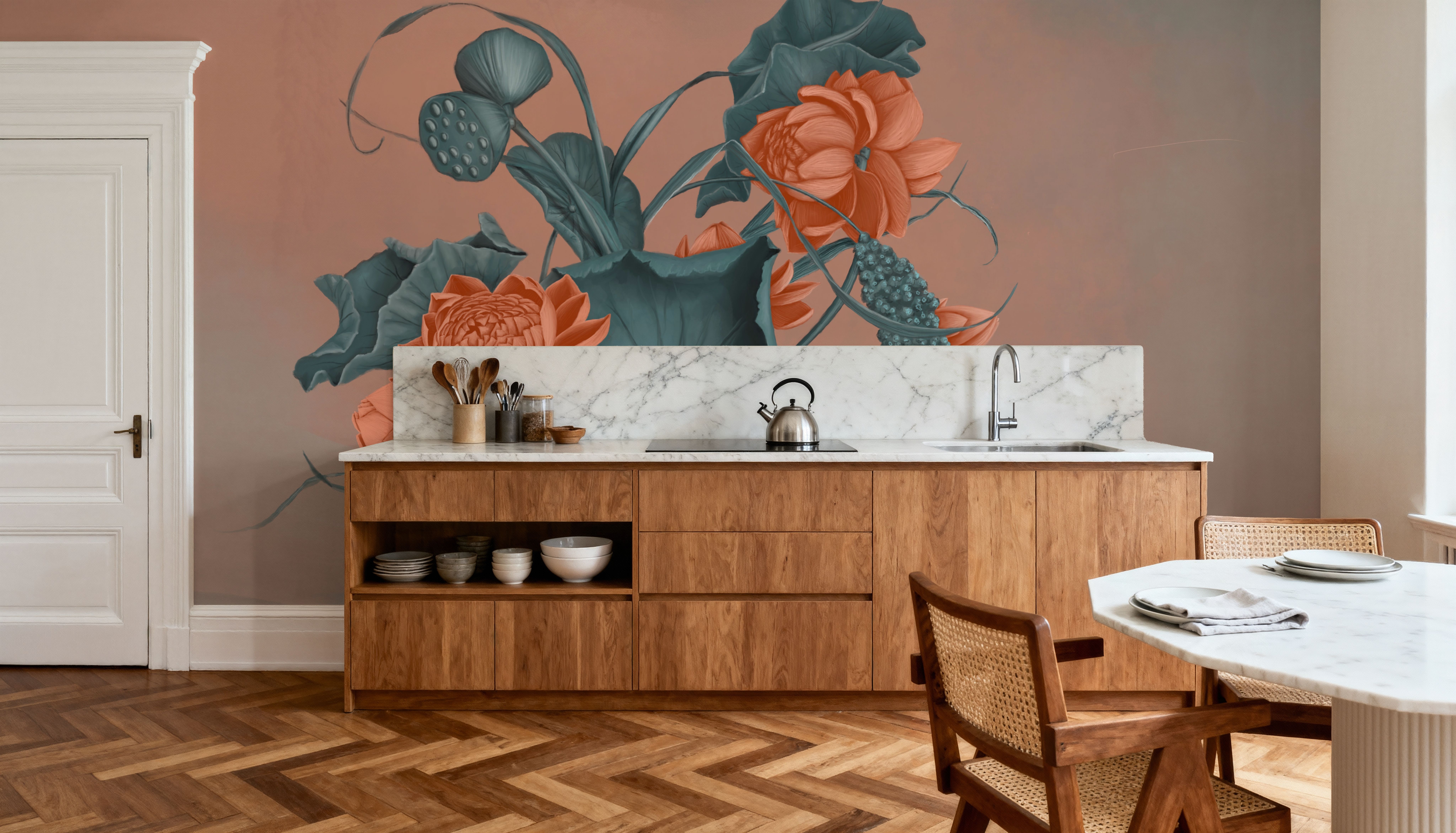 Humble Blooms - Peach and Teal