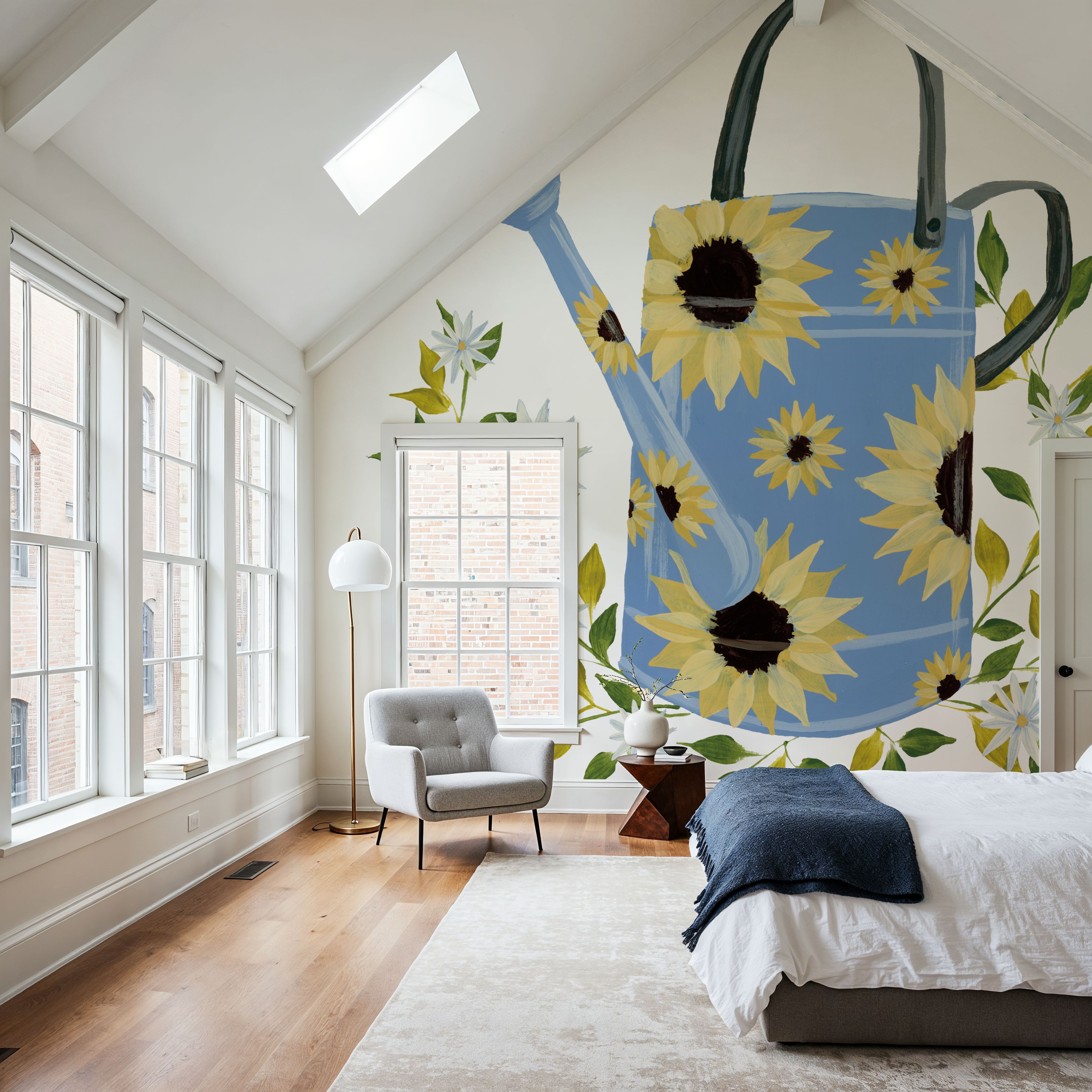 Watering Can with Daisies