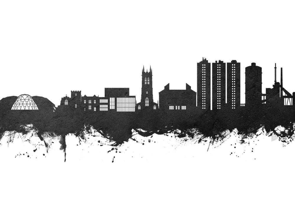 Scunthorpe England Skyline Black & White