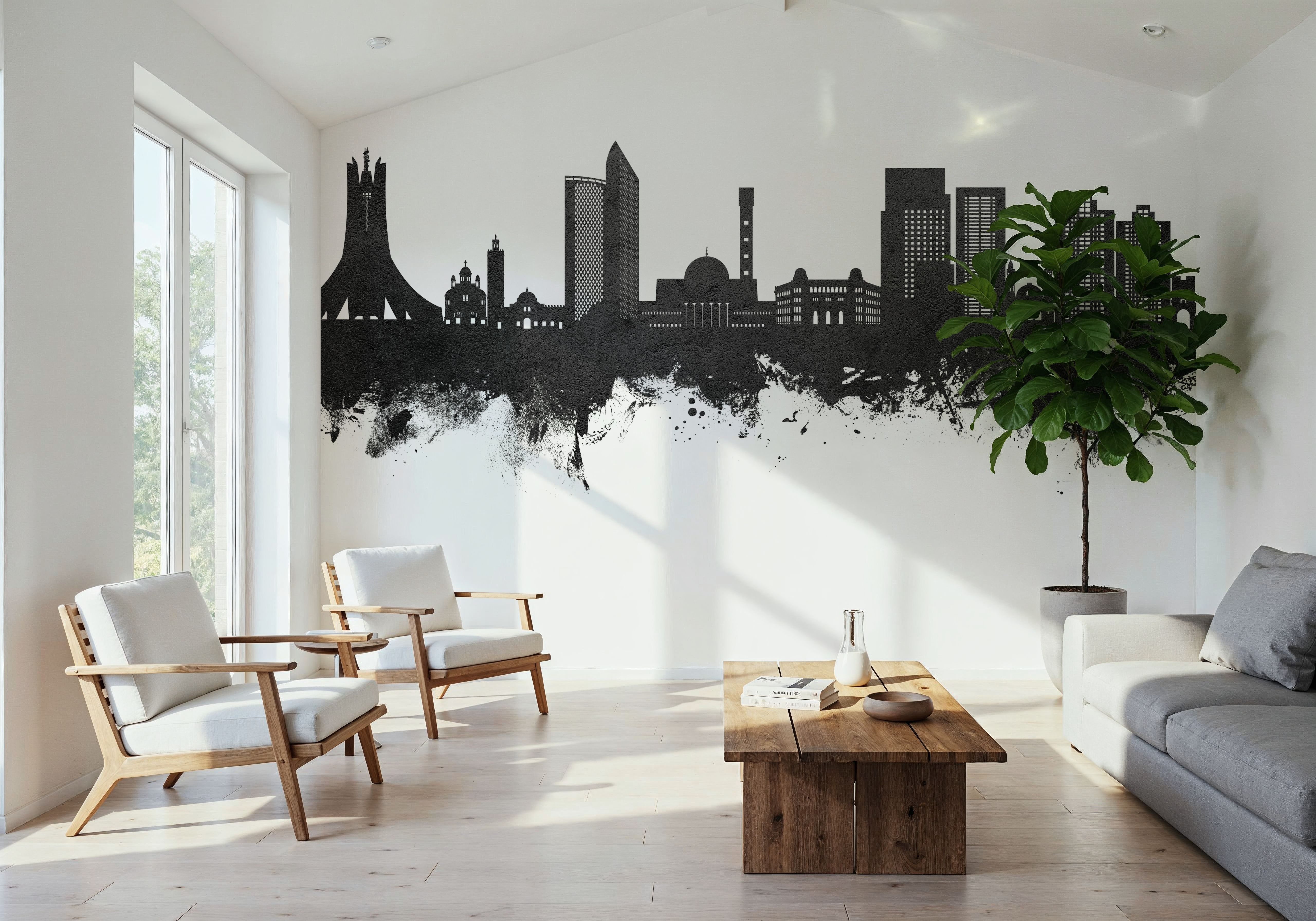 Algiers Algeria Skyline Black & White, Tapeten