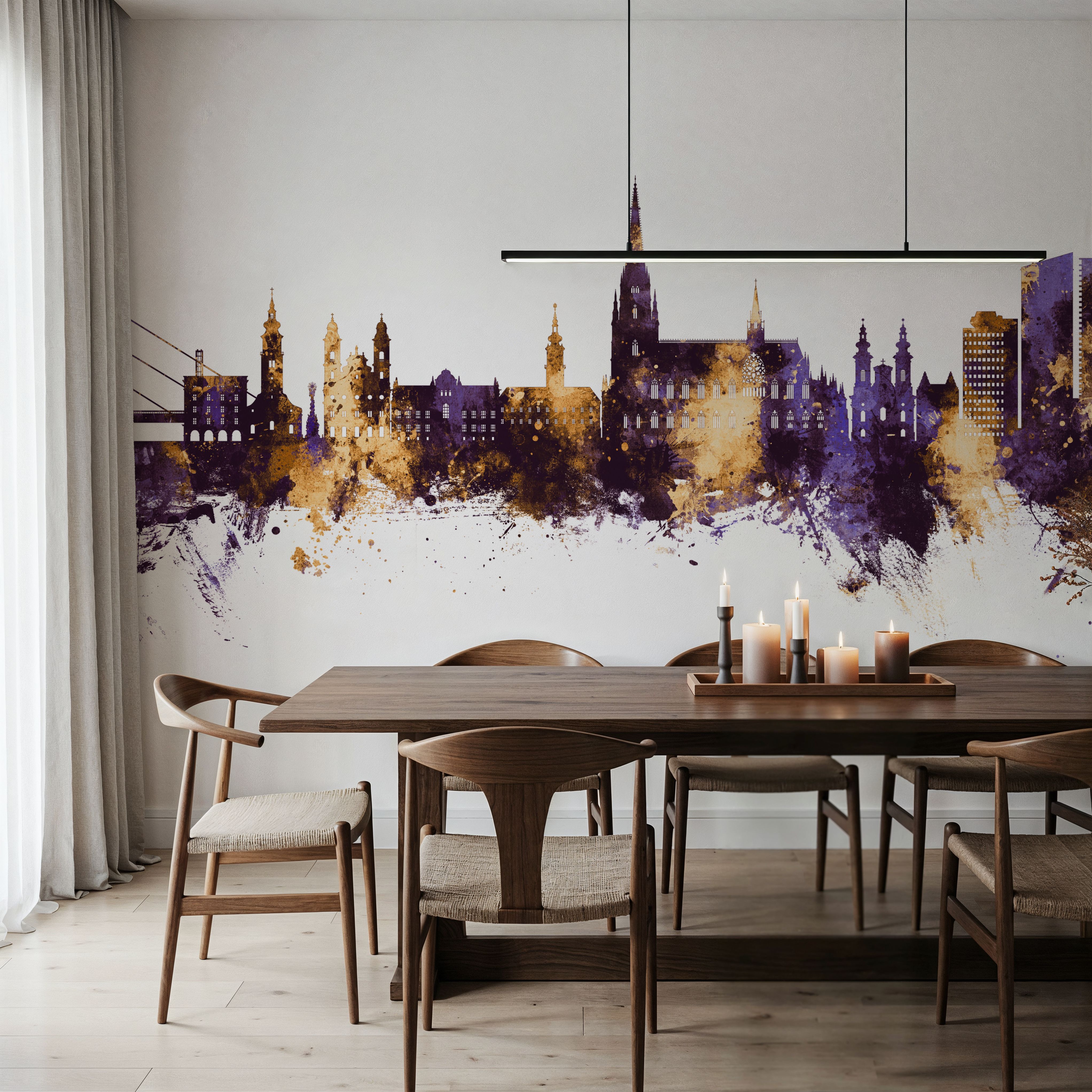 Linz Austria Skyline Purple & Gold