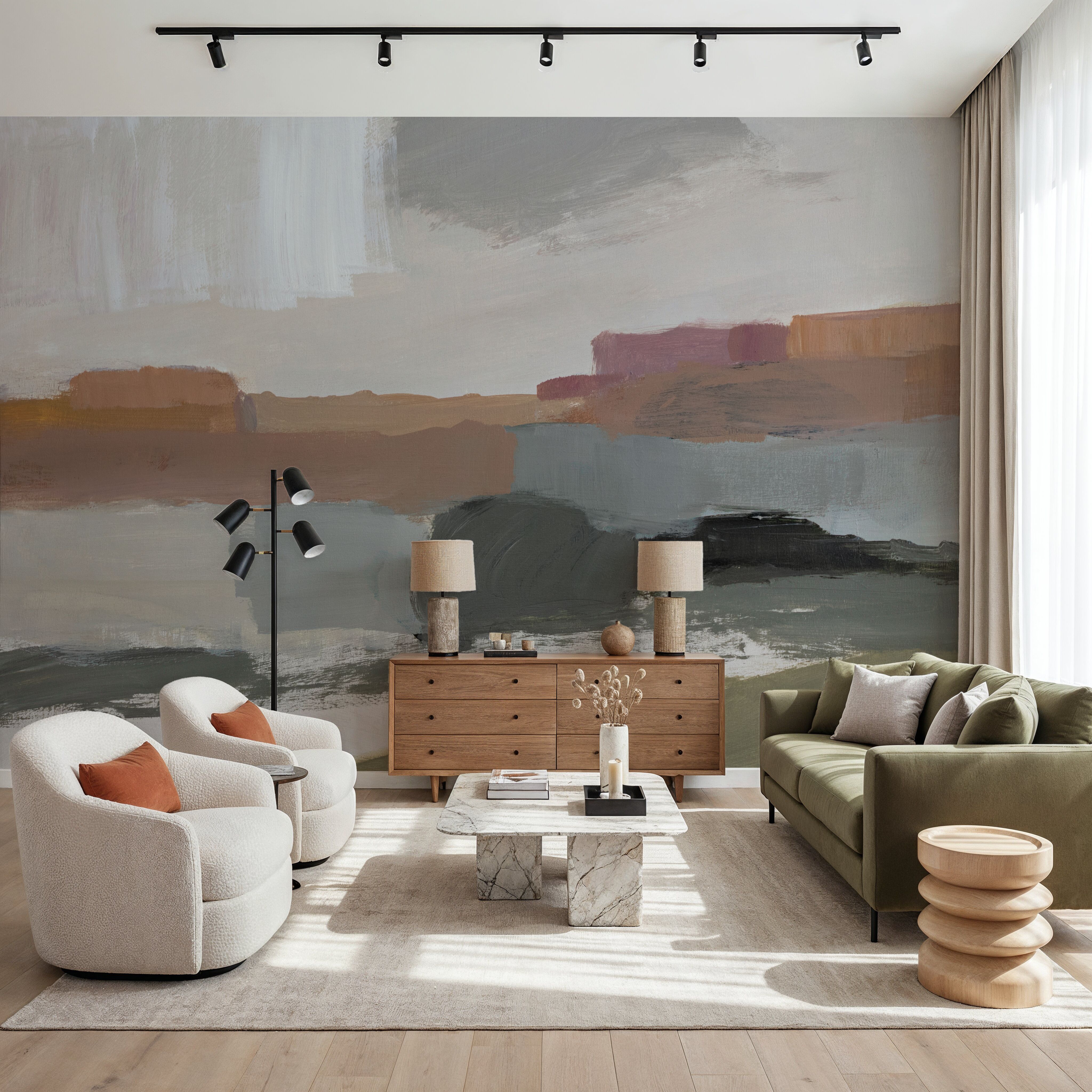 Wall Mural - Westward - Abstract Horizon mural wallpaper - Living room - Wallism US - Premium, Textured or Peel & Stick