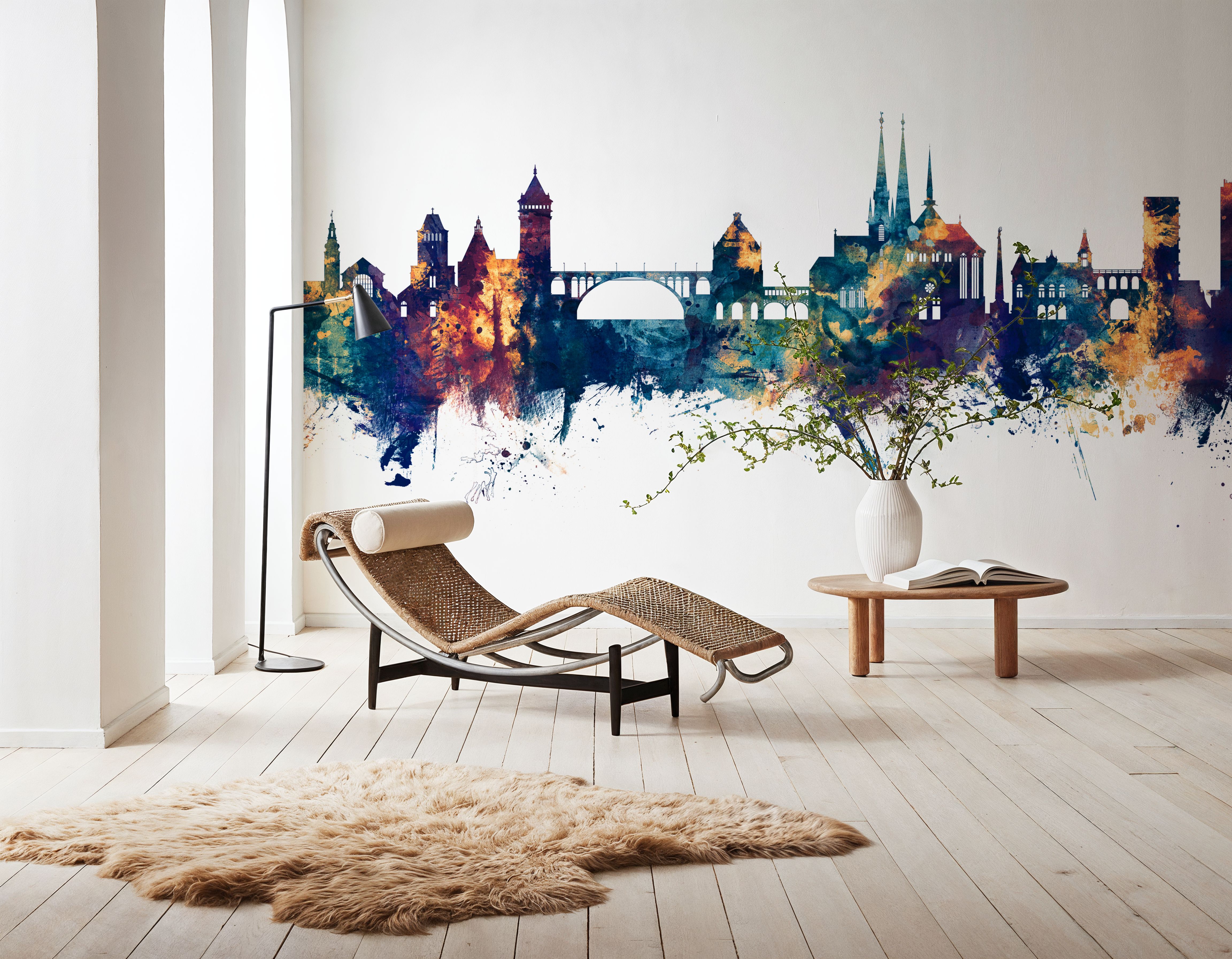 Luxembourg City Skyline Blue & Bronze