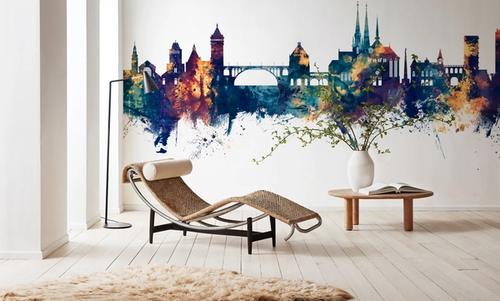 Luxembourg City Skyline Blue & Bronze