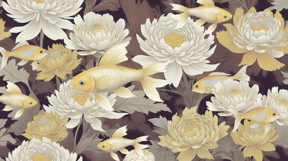 Dancing Fish, Yellow on Brown