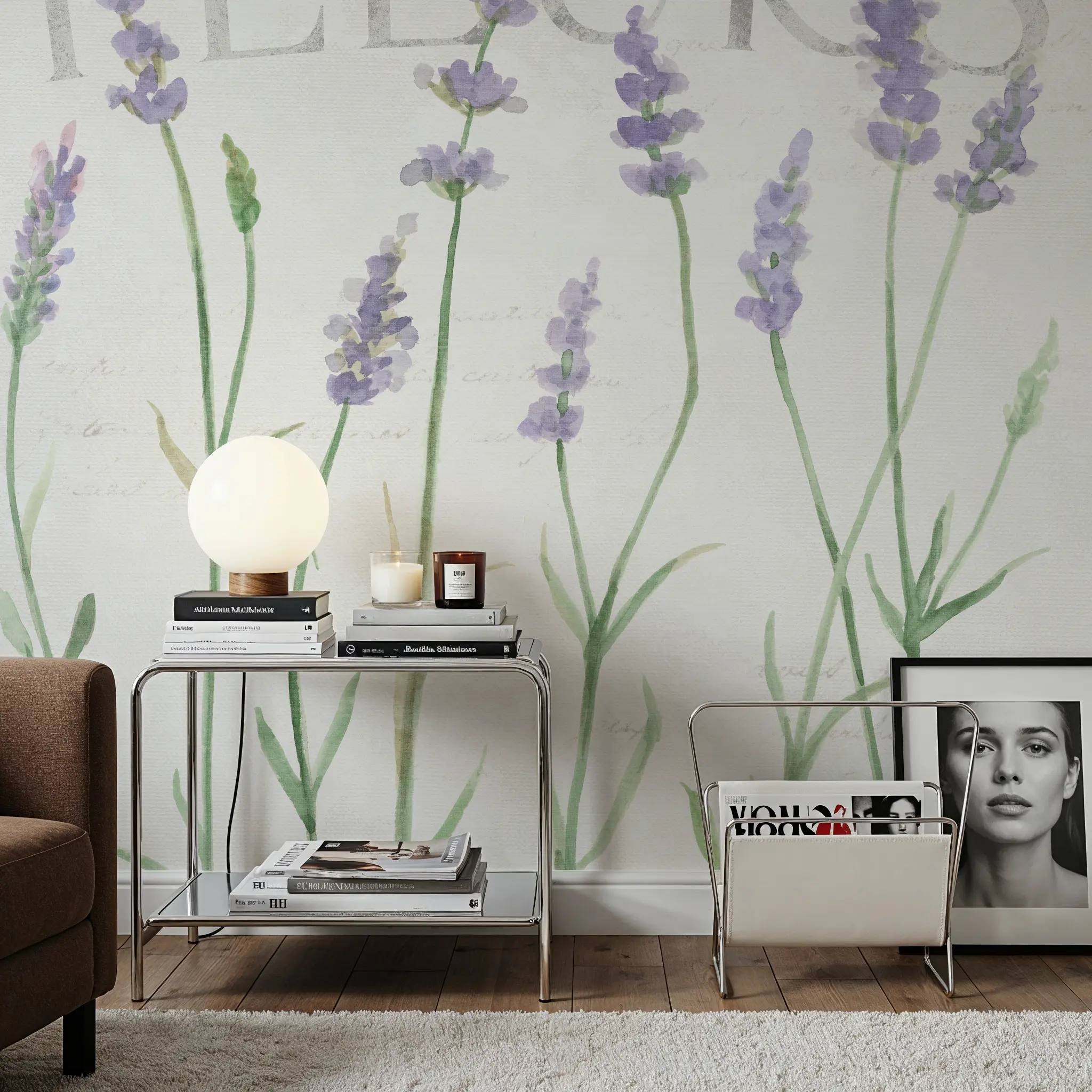 Wall Mural - Lavender Fields II - Floral Nature mural wallpaper - Purple - Living room - Wallism UK - Peel & Stick or Paste-the-Wall