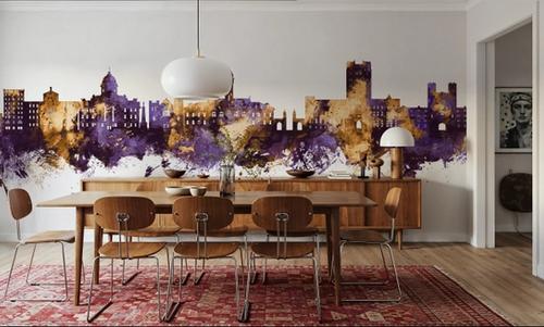 Bloomington Indiana Skyline Purple & Gold
