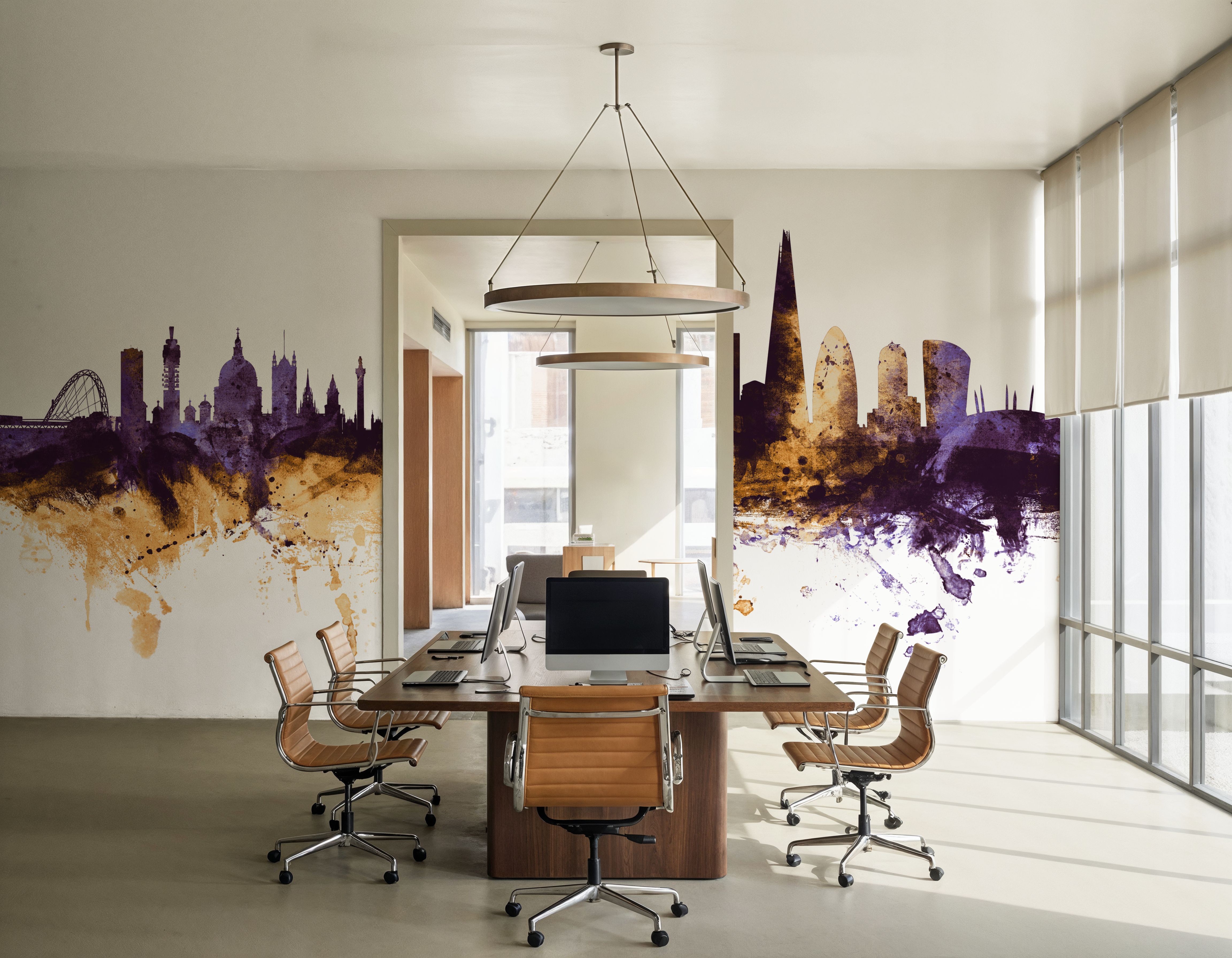 London Skyline Purple & Gold