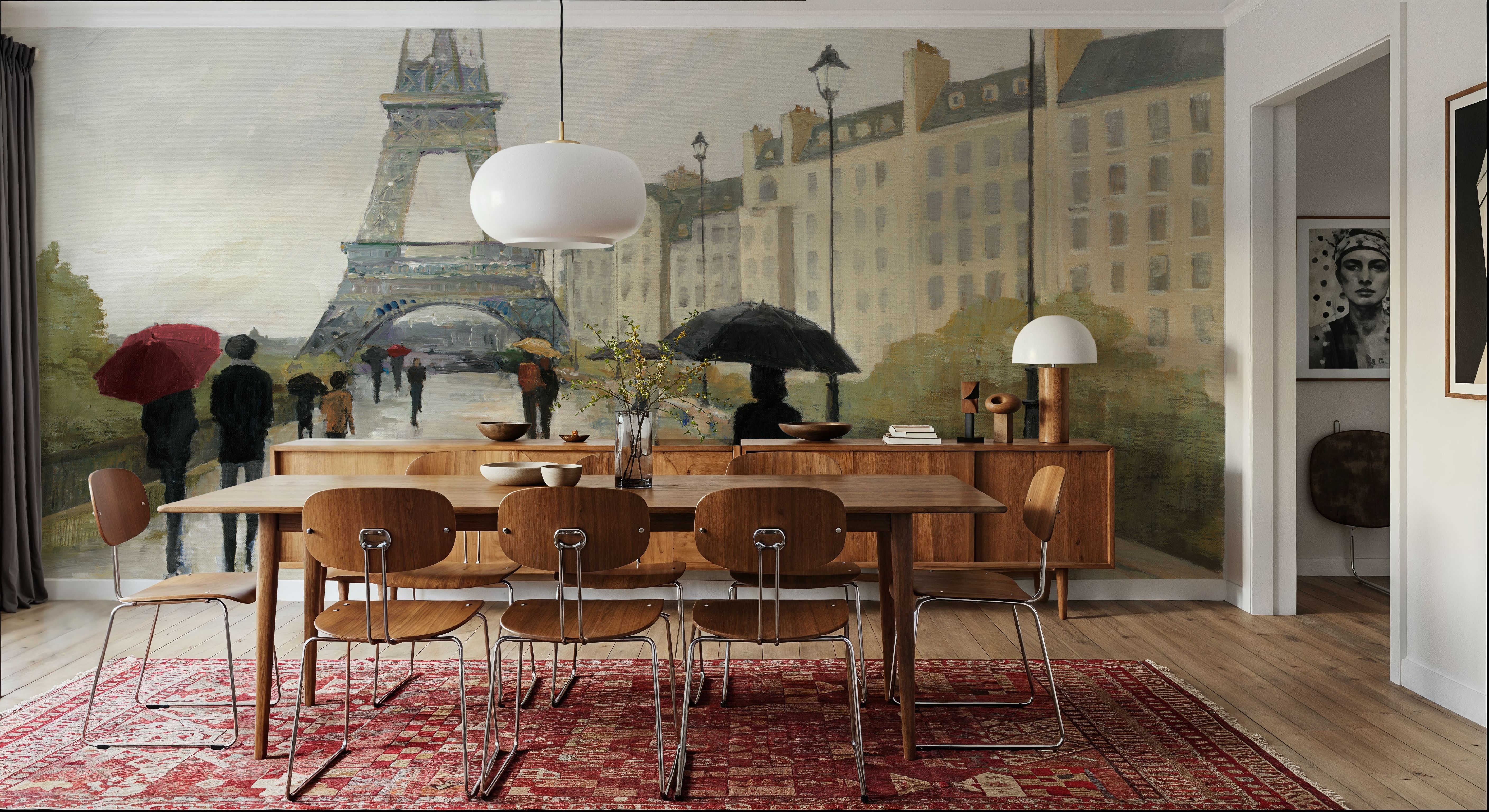 Eiffel in the Rain Marsala Umbrella