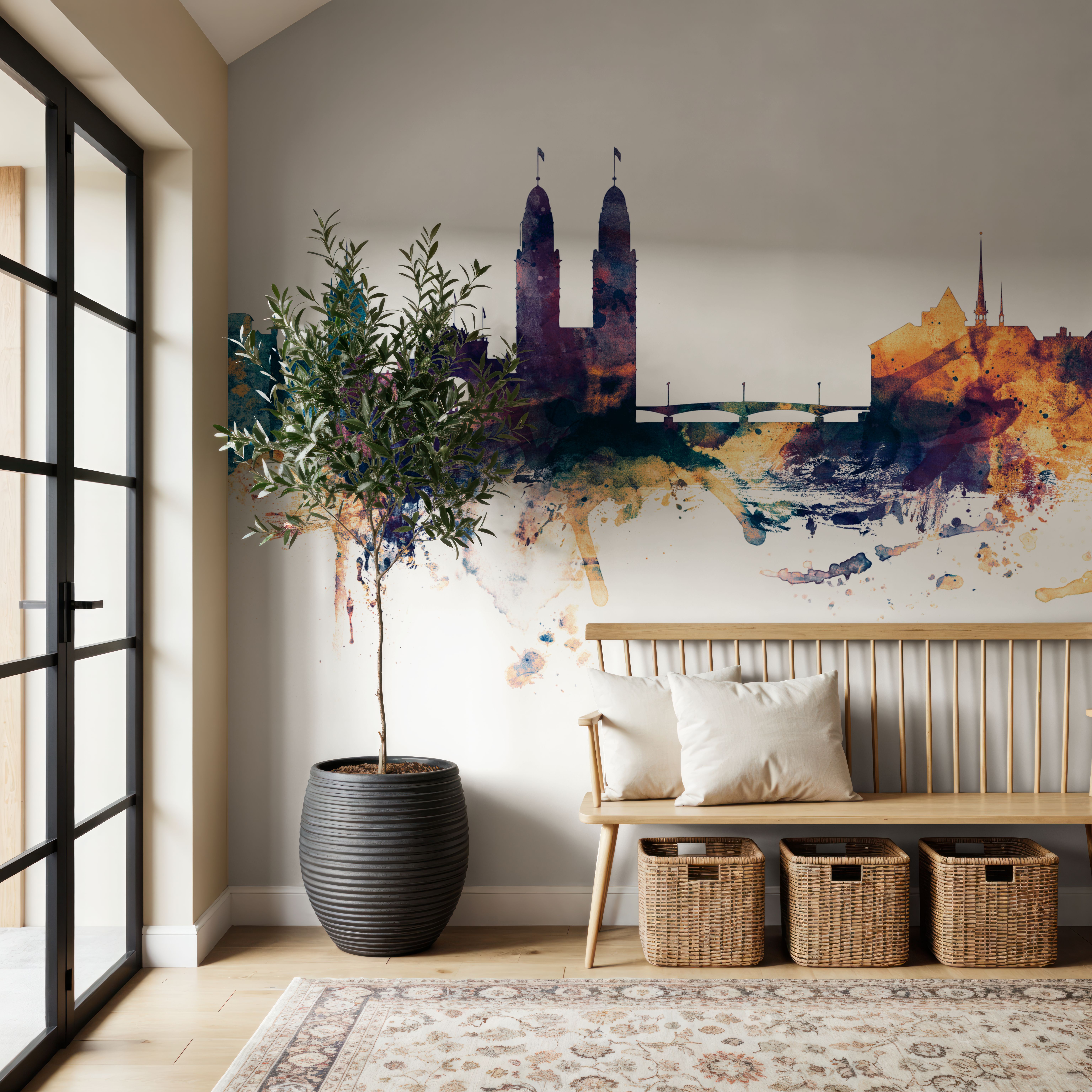 Zurich Switzerland Skyline Blue & Bronze