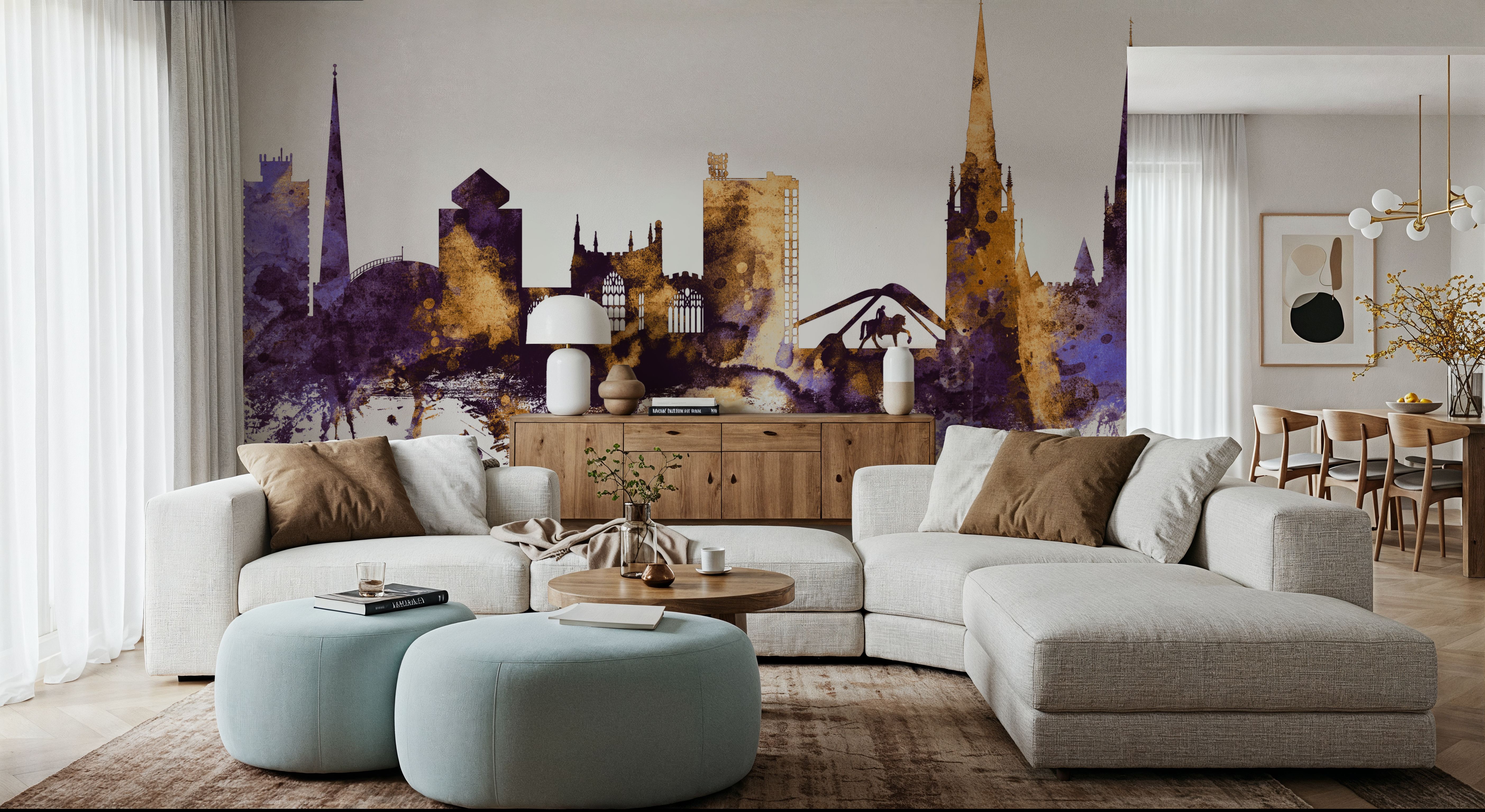 Coventry England Skyline Purple & Gold